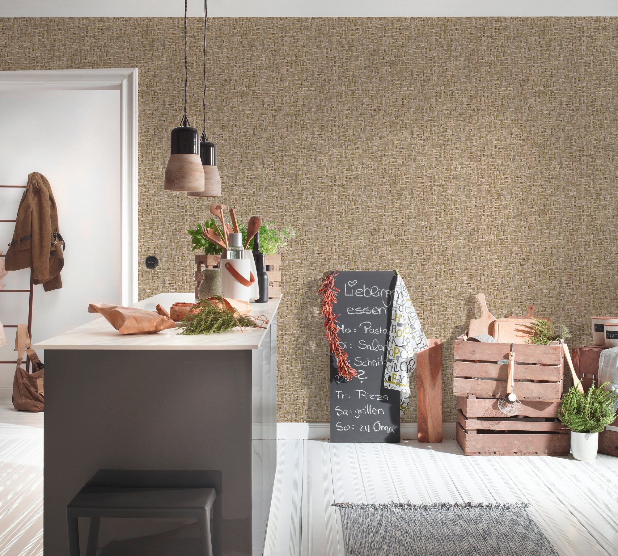 Vliestapete Holzoptik Paper Tapete Architects Jungle glatt, Chic, braun/beige Flechtoptik,