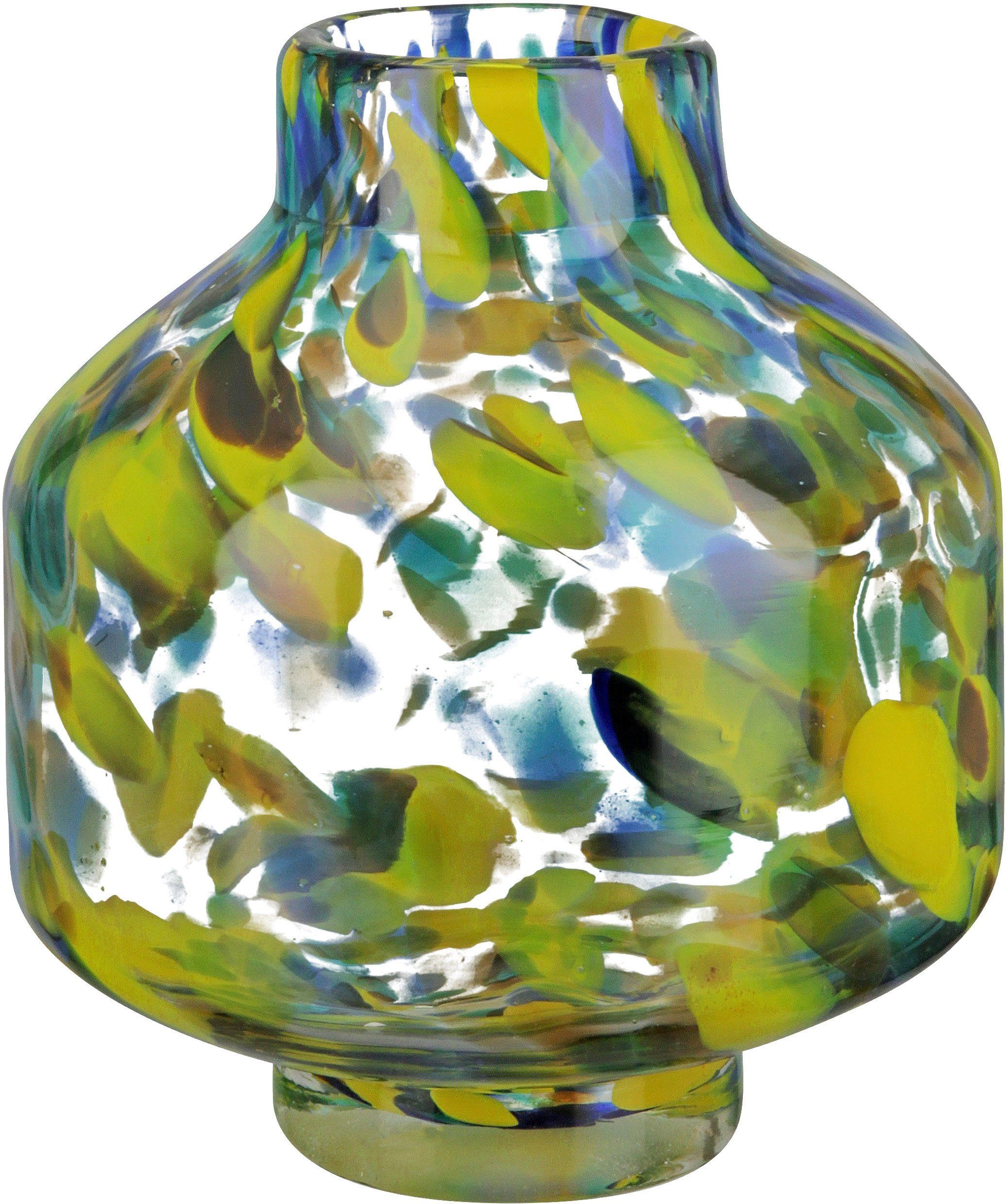 GILDE Tischvase Splash, Höhe ca. 16 cm (1 St), dekorative Vase aus Glas, Blumenvase