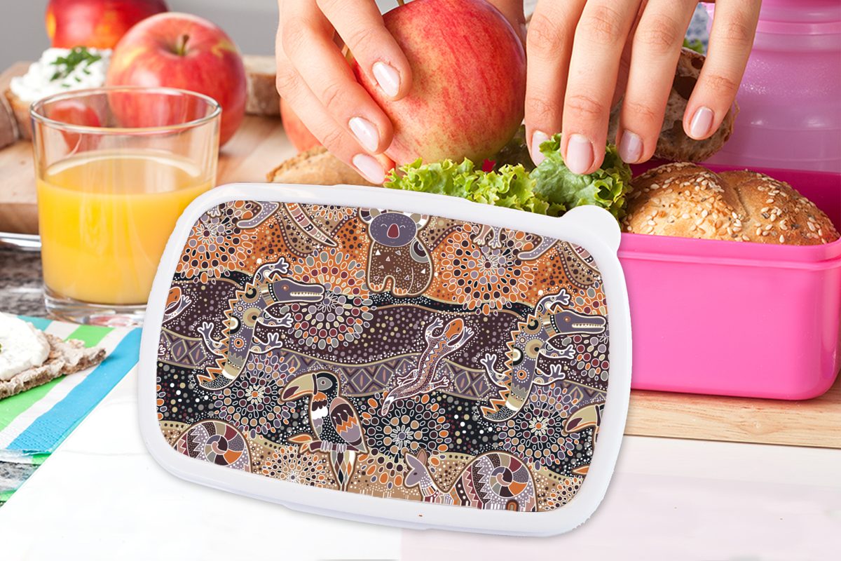 Kunststoff, Tiere Brotdose - Kunststoff Mädchen, Kinder, (2-tlg), Koala für Snackbox, - Erwachsene, Lunchbox Brotbox rosa Muster Australien, MuchoWow -