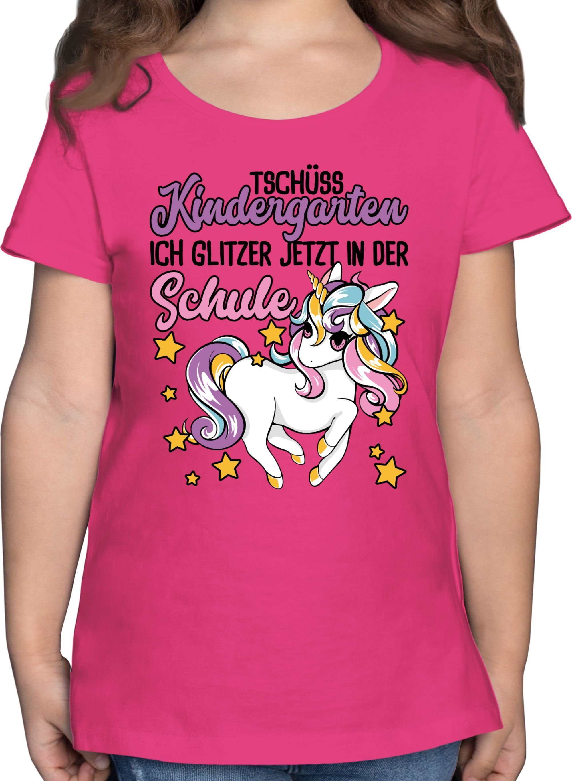 Tschüss Fuchsia Shirtracer der 1 Kindergarten - Einschulung T-Shirt Mädchen Einhorn Schule Glitzer in jetzt