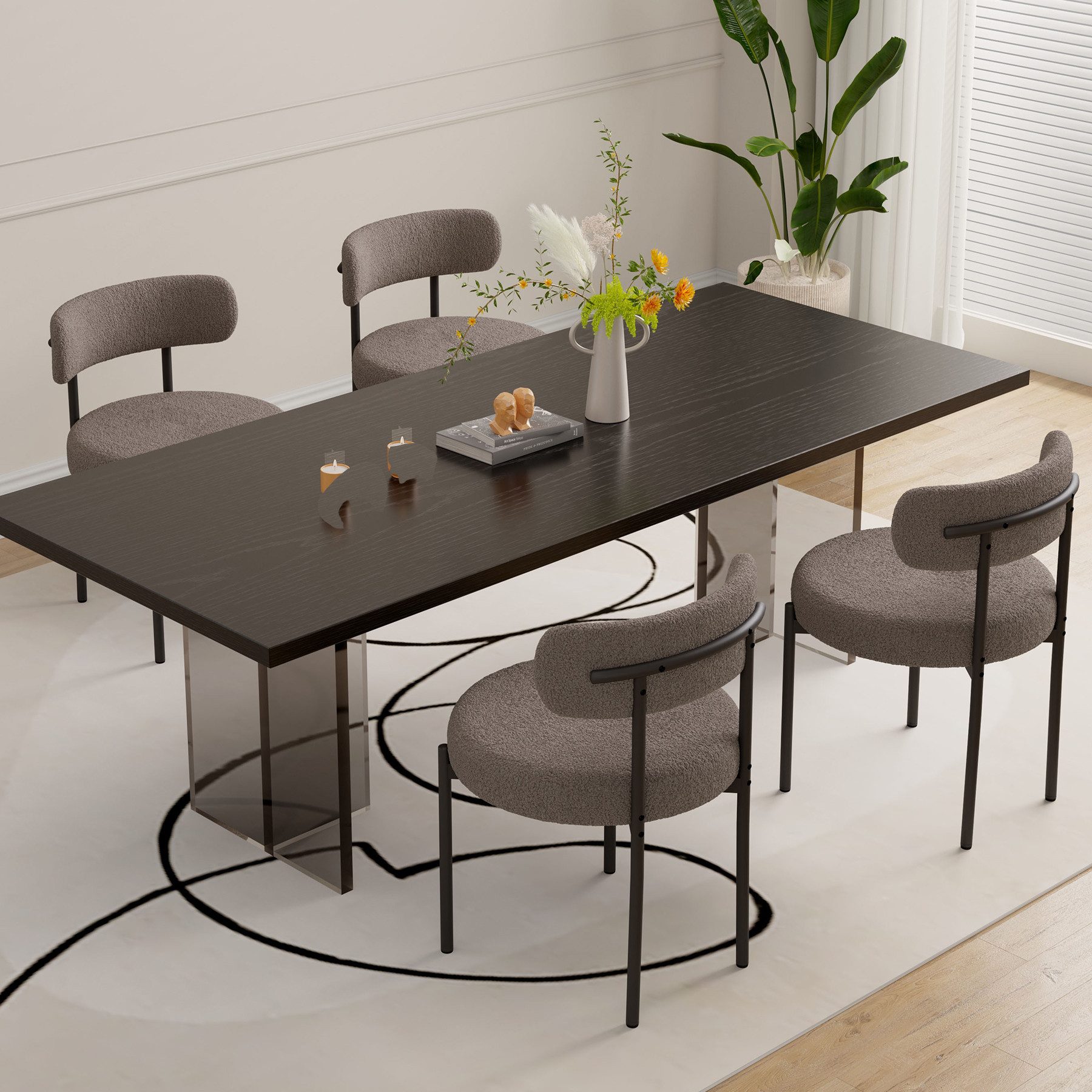 HawthyHome Esszimmerstuhl Runder Polsterstuhl mit Metallgestell, Wohnzimmerstuhl, Küchenstuhl (4 St), 4er Set