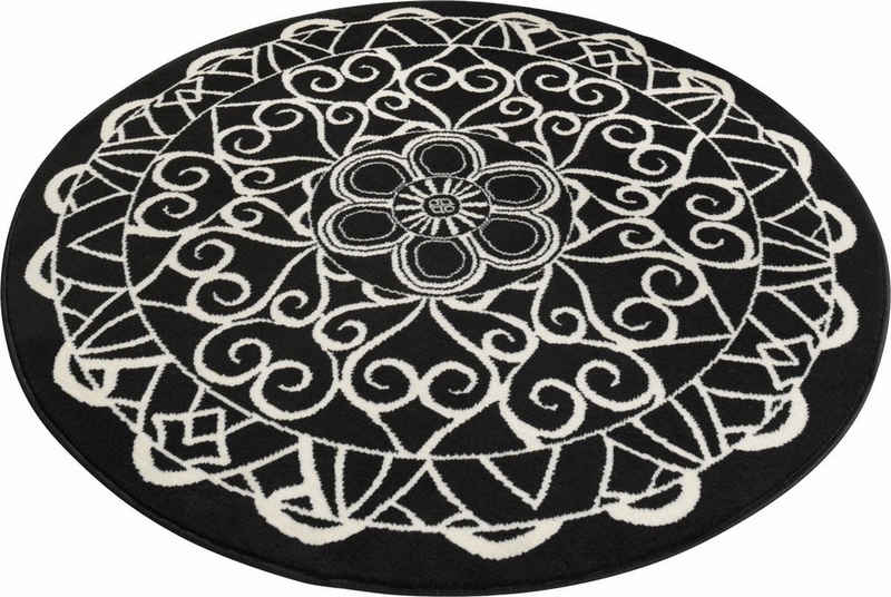 Teppich »Mandala 1«, Zala Living, rund, Höhe 9 mm, Kurzflor, Mandala Design, Graphisches Muster, Wohnzimmer, Schlafzimmer, Arbeitszimmer, Flur Robust, Pflegeleicht