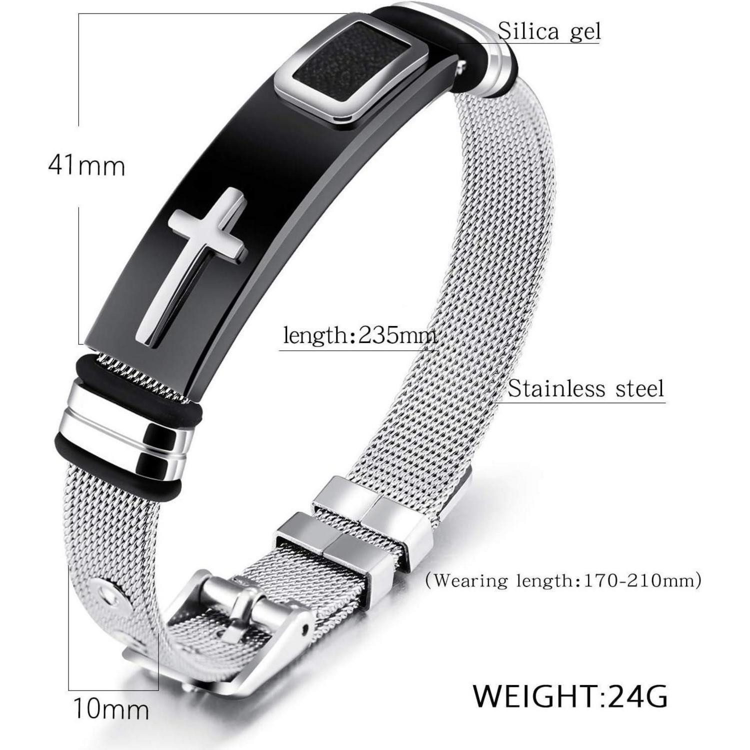 LuxusKollektion Armreif Herren Edelstahl Armband Einstellbar Mesh Armreif Kreuz Silber