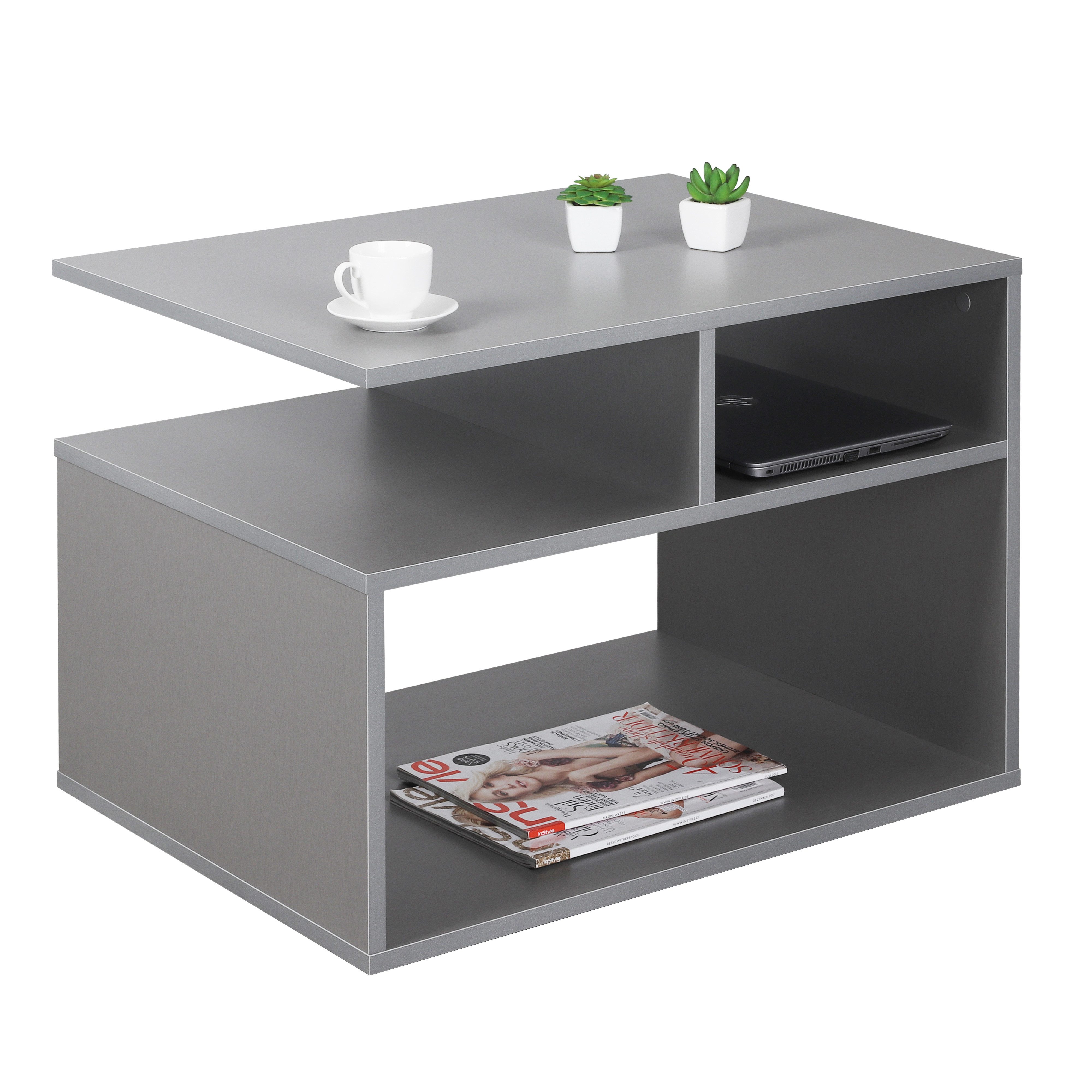 RICOO Couchtisch WM095-PL (1-St), Sofatisch mit Stauraum Wohnzimmer Tisch Beistelltisch Kaffeetisch