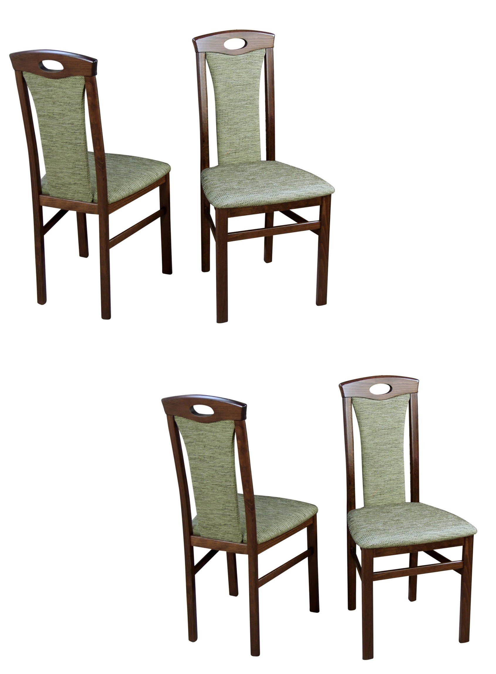 Tischgruppe, moebel-direkt-online 6teiliges mit Stauraumfunktion Set), Essgruppe (Spar-Set, 6teilige Sitzbank Nussbaum-Nachbildung/grün