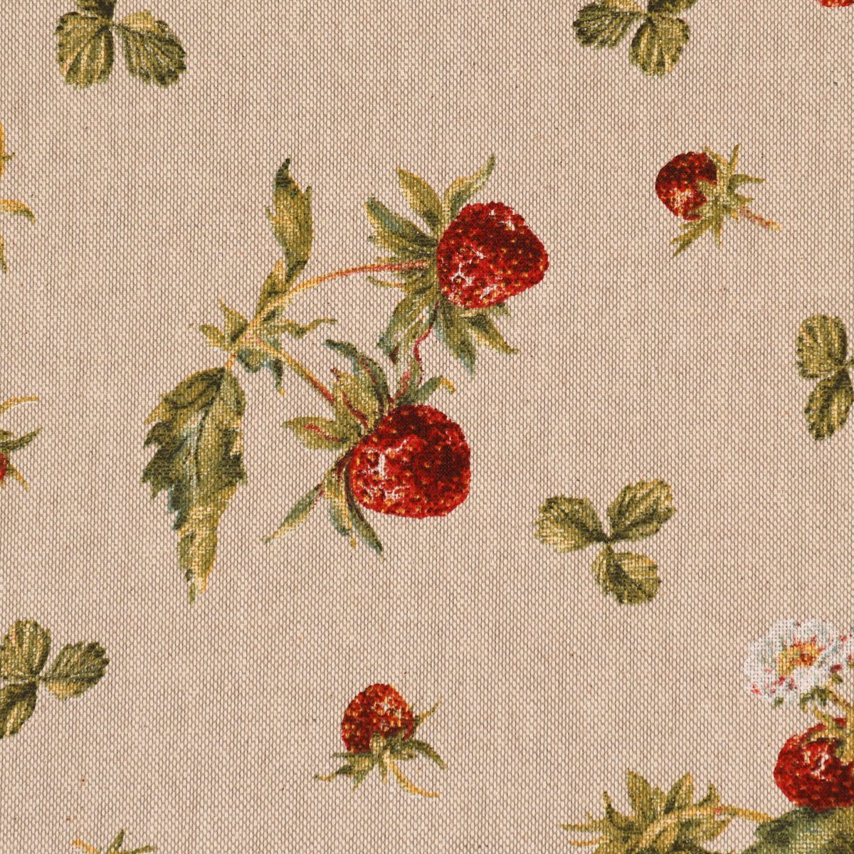 SCHÖNER LEBEN. Tischdecke SCHÖNER LEBEN. Tischdecke Strawberrys Growing Erdbeeren natur rot grü, handmade