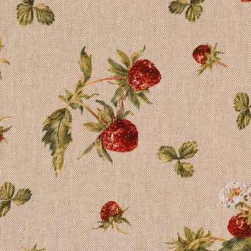 Vorhang SCHÖNER LEBEN. Vorhang Strawberrys Growing Erdbeeren natur rot grün 2, SCHÖNER LEBEN., Smokband (1 St), blickdicht, Kunstfaser, handmade, made in Germany, vorgewaschen