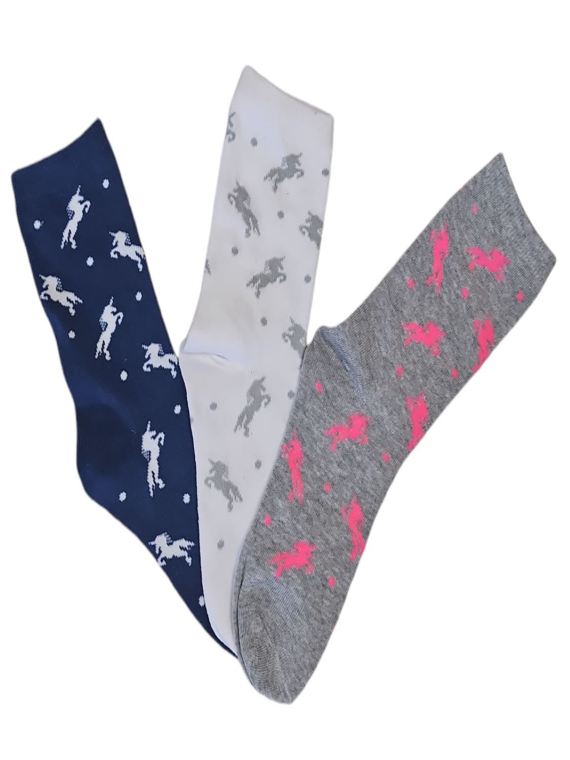 Toker Collection® Socken CNB Kindersocken Einhorn, 3er Pack, Baumwolle, 3 Farben (Packung, 3 Paar) mit Einhorn – Bild 2 von 5