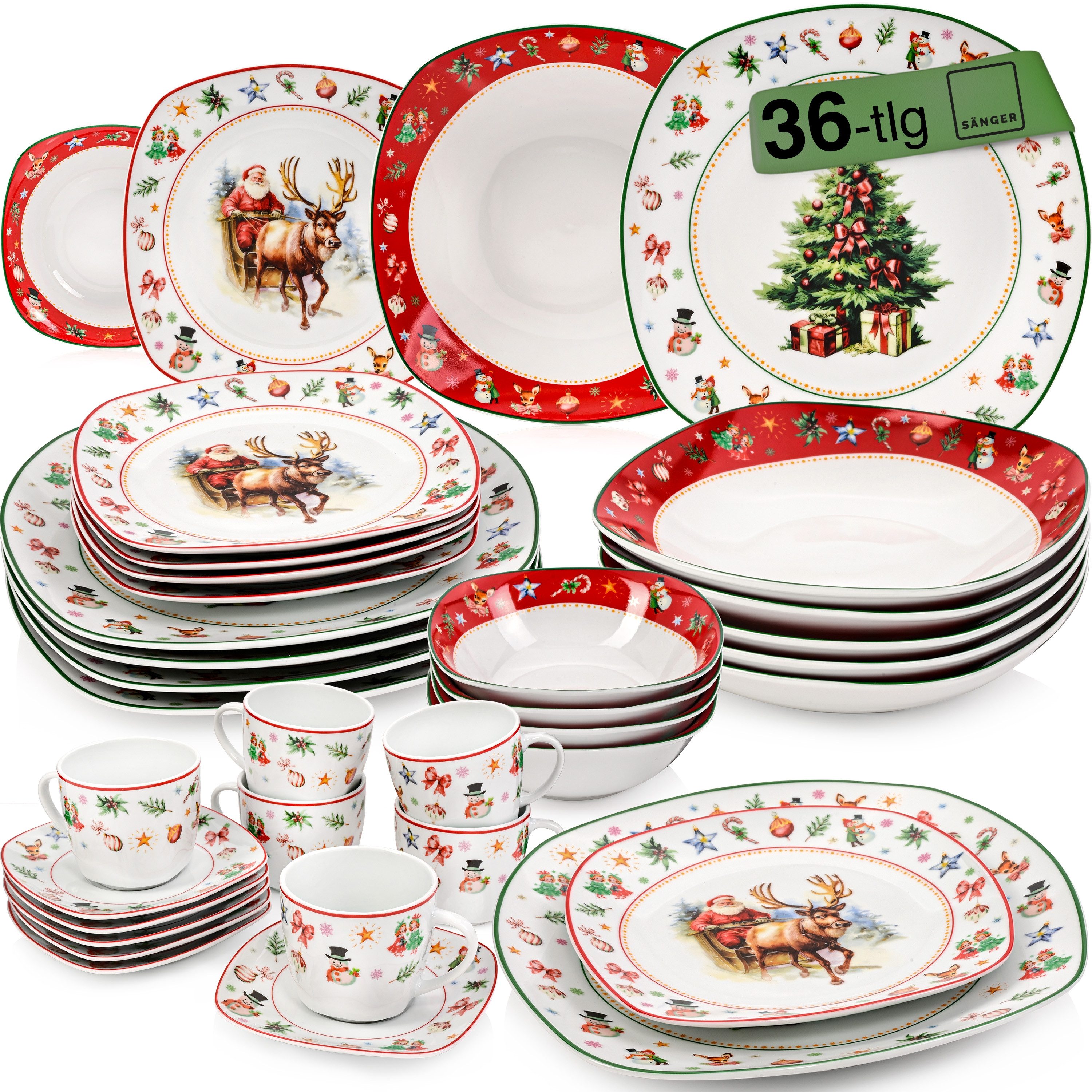 SÄNGER Geschirr-Set Bilgola (36-tlg), 6 Personen, Porzellan, Christmas, Kombiservice, Erweiterbar, PREMIUM COLLECTION