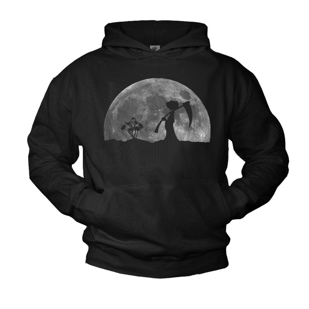 MAKAYA Kapuzenpullover Herren Hoodie Lustig Aufdruck Tod im Garten Gothic Humor Cool