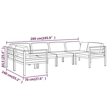 vidaXL Gartenlounge-Set 6-tlg. Garten-Lounge-Set mit Kissen Aluminium Anthrazit, (1-tlg)