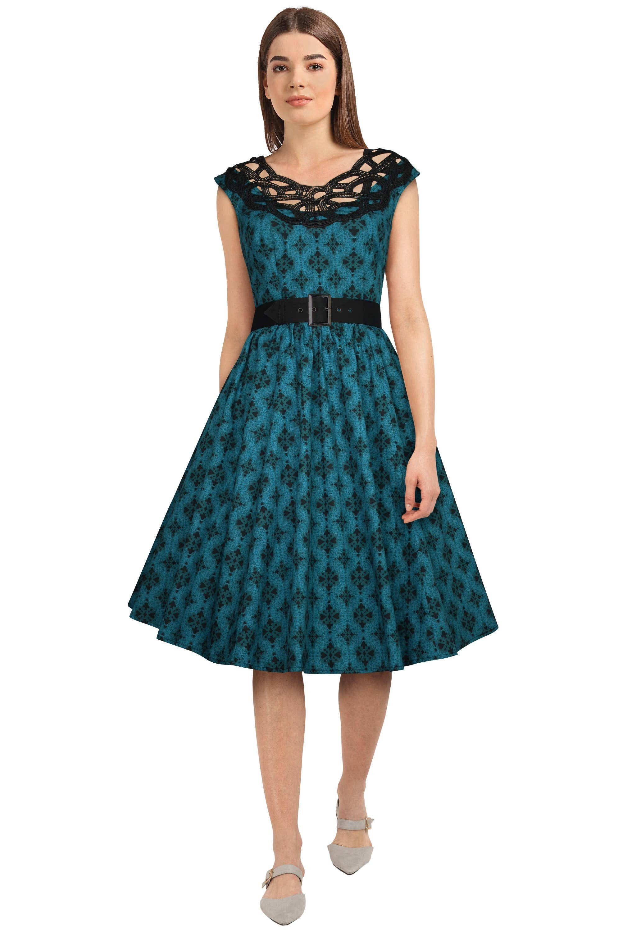 Chic Star Petticoat-Kleid Romantisches retro Kleid in schwarz-türkis Spitze