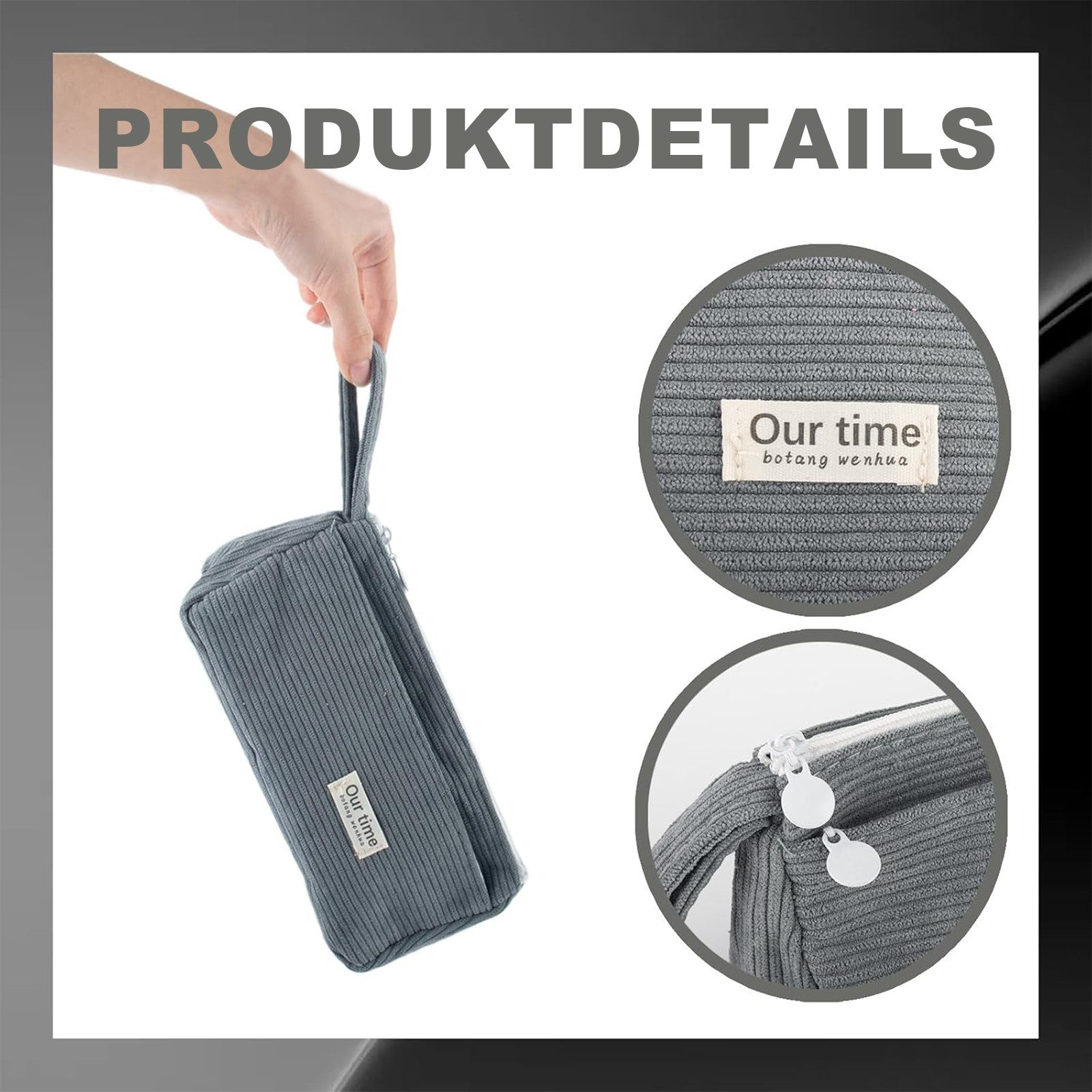 OKWISH Federmäppchen Stifteetui Schreibwarenetui Schlampermäppchen Stiftemappe Pencil Case, (Retro Design großes Stifteetui mit Doppelreißverschluss, 1-tlg., Kratzfest Bietet Platz für 40 bis 60 Stifte und Schreibutensilien), für Marker Radiergummi Schere Lineal Schule Studium Büro