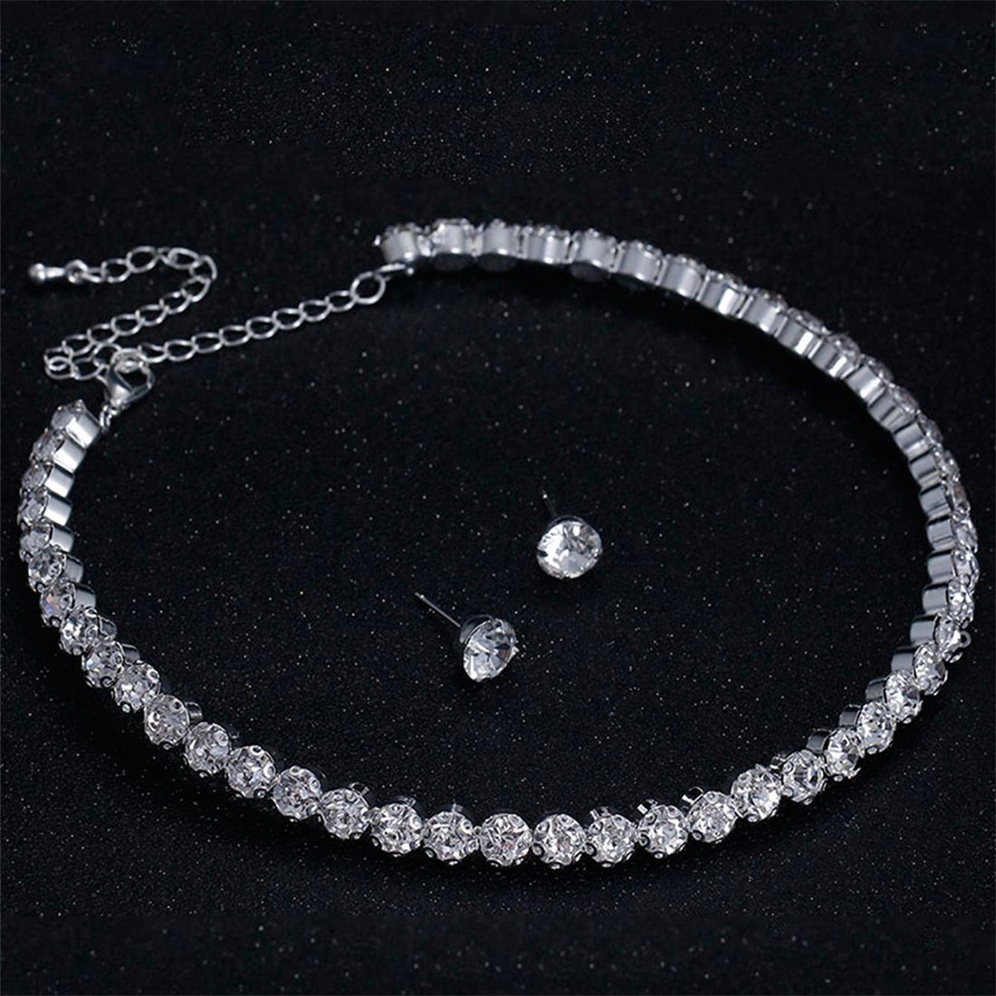 3er-Set DÖRÖY Diamant-Armband-Ohrringe-Halskette Schmuckset volles Brautschmuck-Set,
