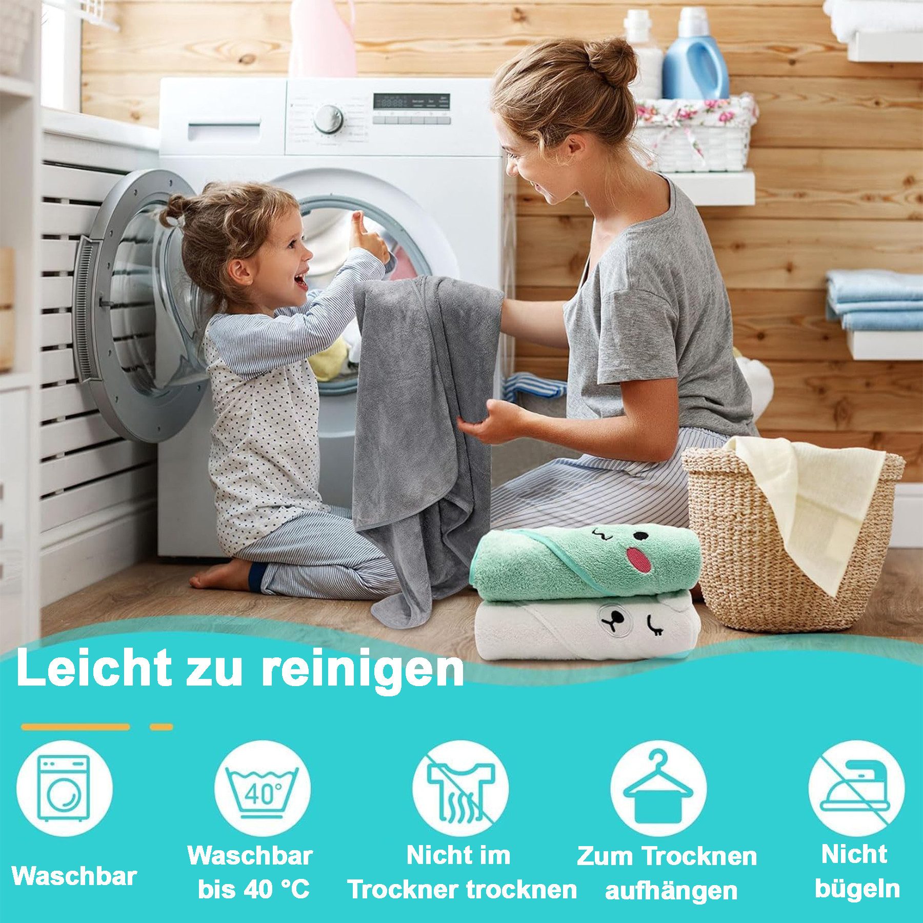 Mutig Kapuzenhandtuch 2 Stück Kapuzenhandtuch für Babys, 80x80 cm, (Babybad günstig online kaufen