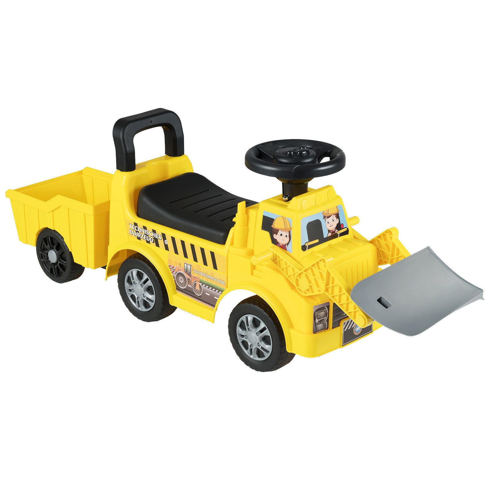 COSTWAY Rutscher, Mit Anhänger & Schaufel, Stauraum unter dem Sitz