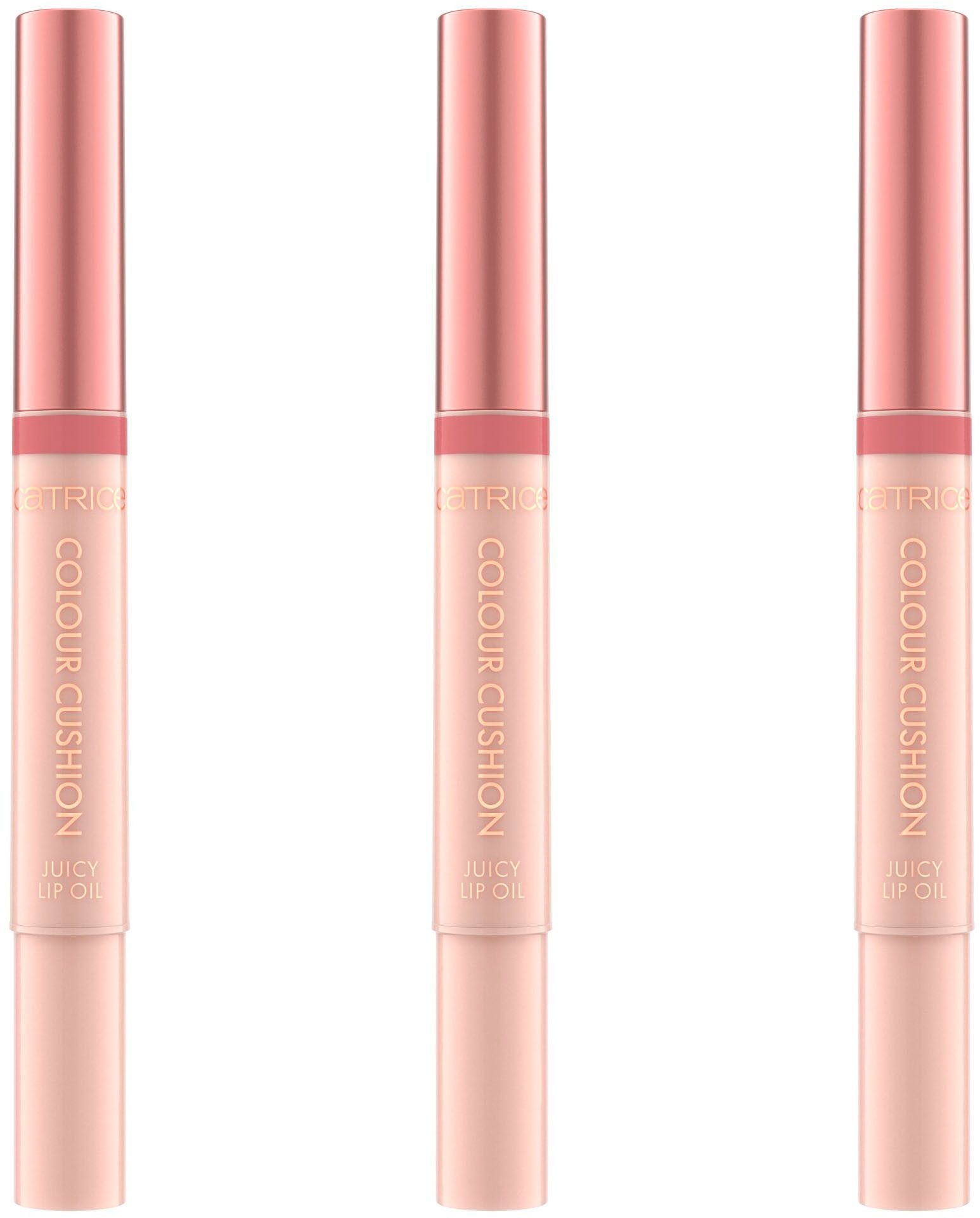 Catrice Блеск для губ Colour Cushion Juicy Lip Oil, 3-tlg., Kühler Rosa-Ton mit glänzendem, nicht klebendem Finish