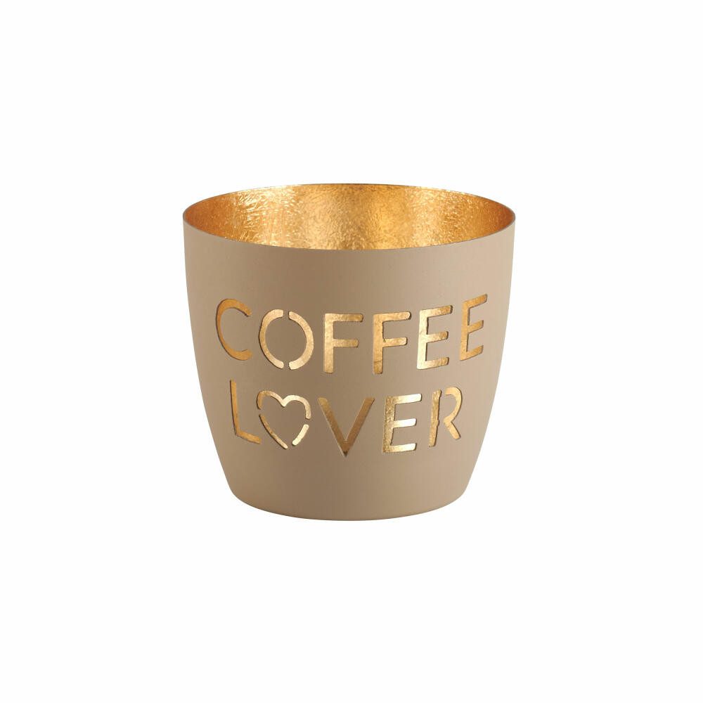 Giftcompany Windlicht Madras Coffee lover M sandstone, Gold, H 8.5 cm