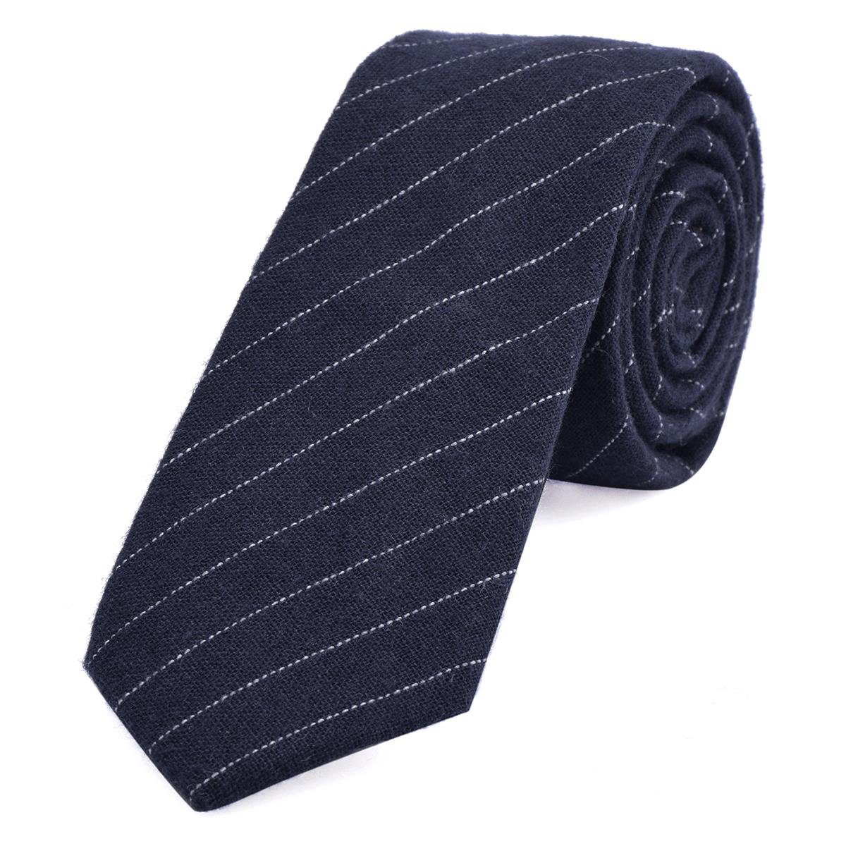 DonDon Krawatte Herren Krawatte 6 cm mit Karos oder Streifen (Packung, 1-St., 1x Krawatte) Baumwolle, kariert oder gestreift, für Büro oder festliche Veranstaltungen dunkelblau gestreift