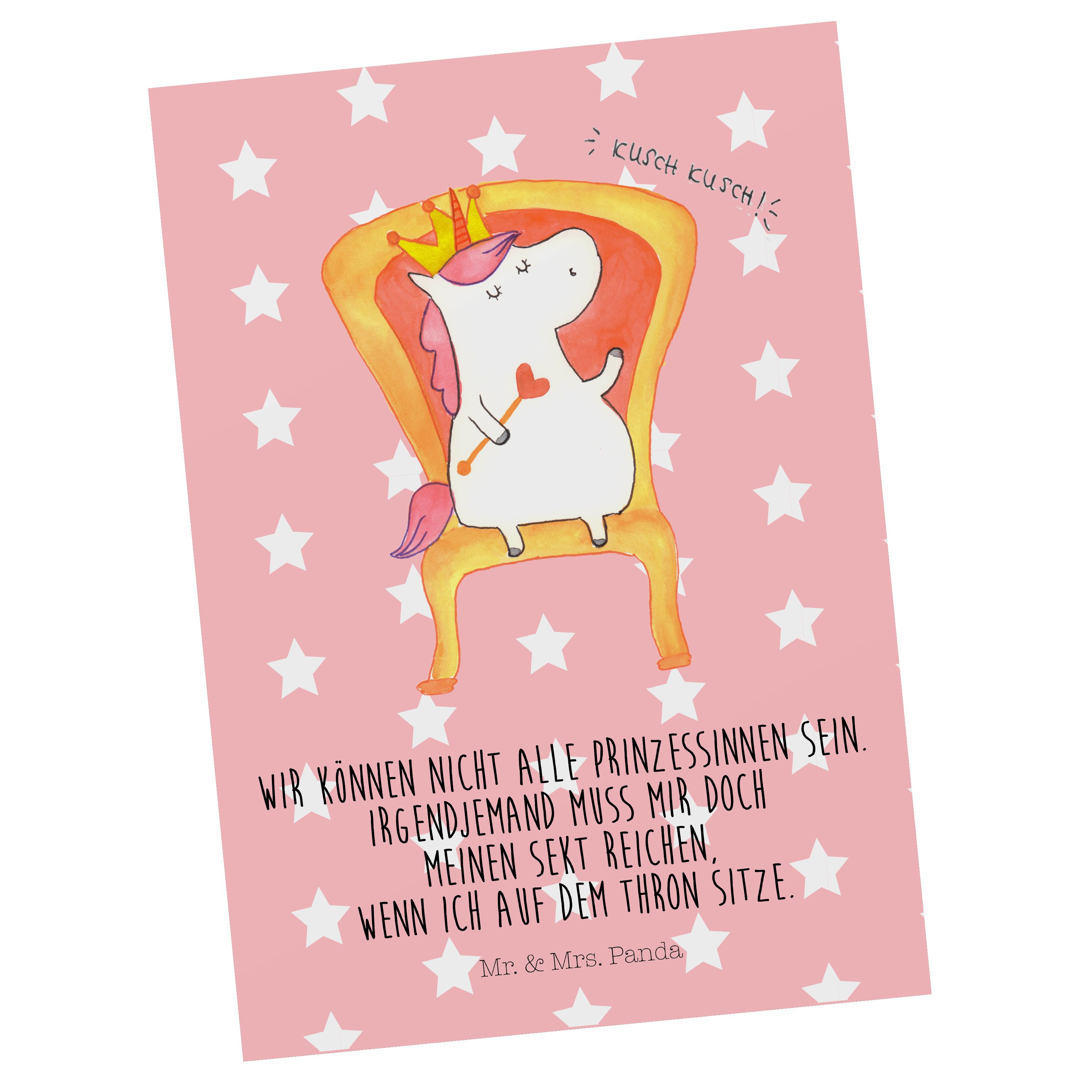 Mr. & Mrs. Panda Postkarte Pastell Geschenk, Dankeskarte Einladung, - Prinzessin Einhorn - Rot