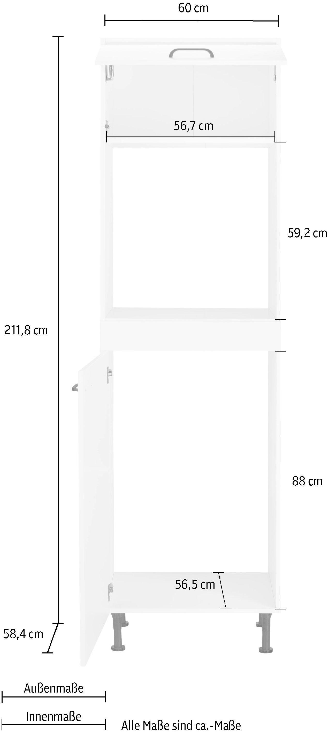 | basaltgrau Elga höhenverstellbaren cm Breite OPTIFIT Soft-Close-Funktion, Füßen, basaltgrau/basaltgrau mit 60 Backofen/Kühlumbauschrank