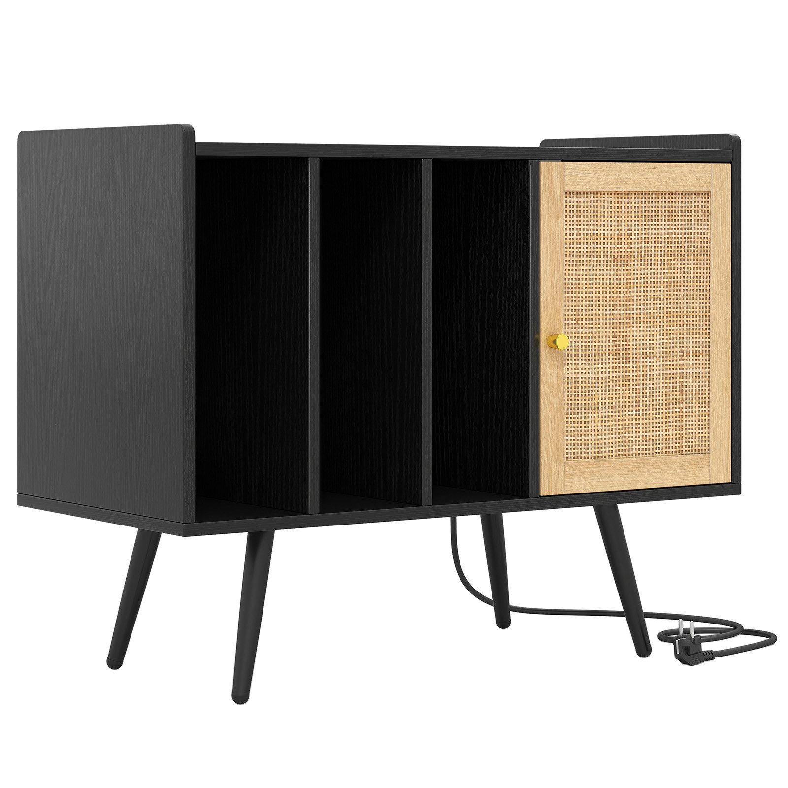 COSTWAY Sideboard, Plattenspieler-Ständer mit Ladestation 80x40x65cm günstig online kaufen