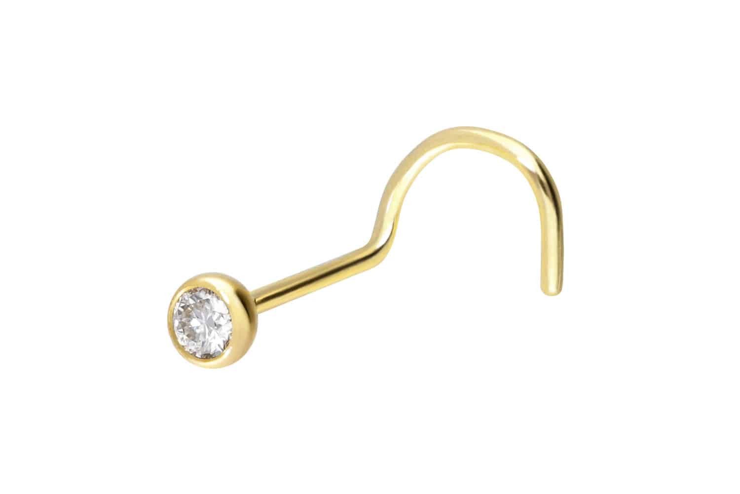 Nasenpiercing 14/18 Karat Gold Nasenstecker Spirale MOISSANIT