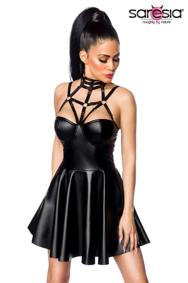 Minikleid Saresia - Harness-Wetlook-Minikleid 18266 - (M/L,XL/2XL,XS/S)