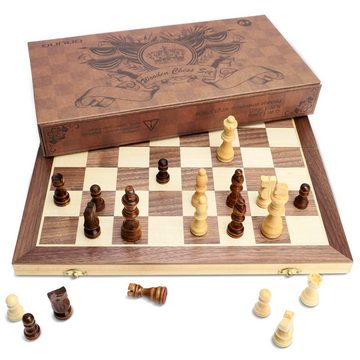 OUNUO Spiel, Holz Schachspiel klappbar magnetisches Schachbrett Schachkassette