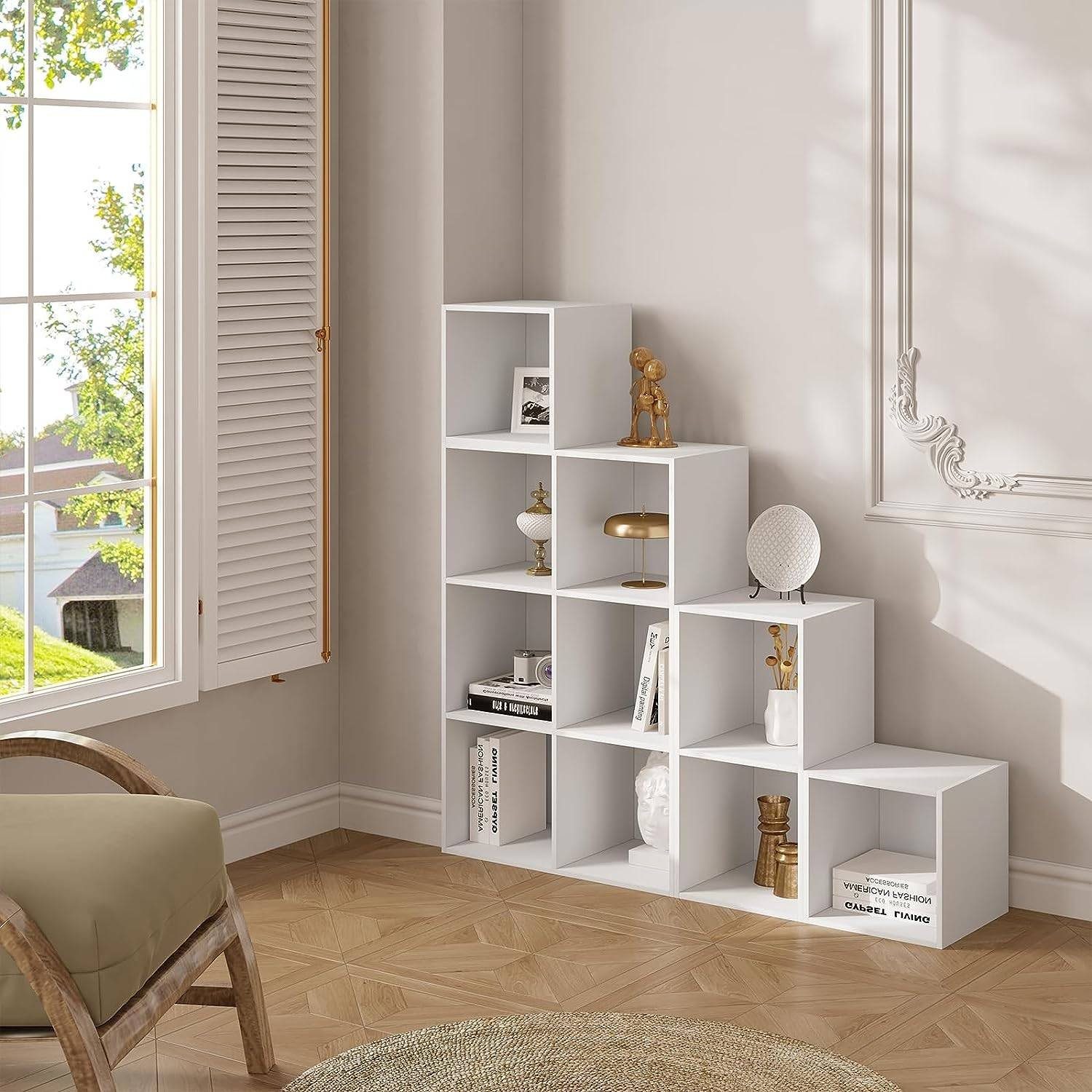 Woltu Bücherregal, 1-tlg., Raumteiler mit 10 Fächern 120x120x30cm günstig online kaufen