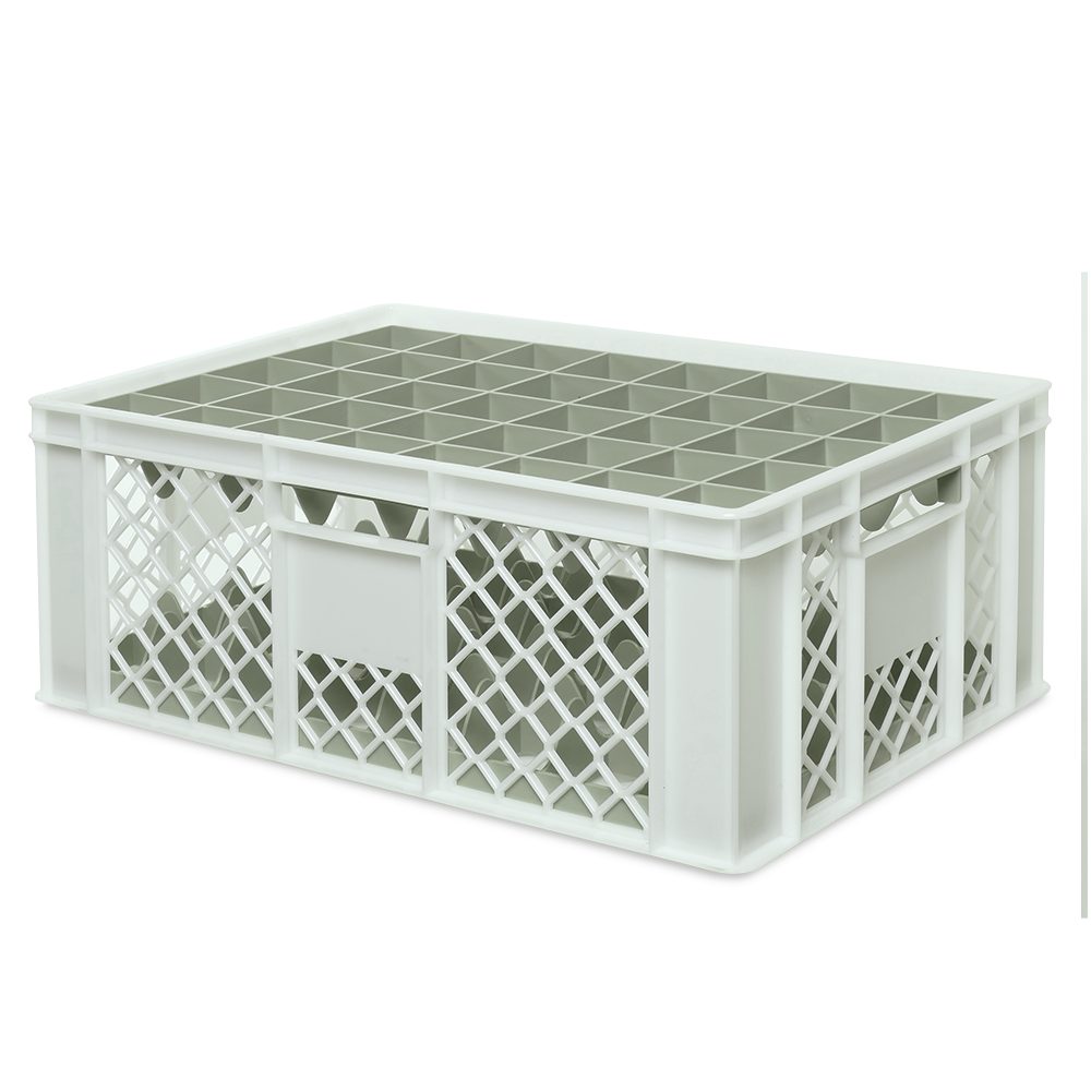 BRB-Lagertechnik Aufbewahrungskorb Gläserkiste 600x400 mm für 40 Gläser bis 205 mm Höhe/Ø 67 mm, Gläserkorb für Reinigung, Lagerung, Transport von Gläsern