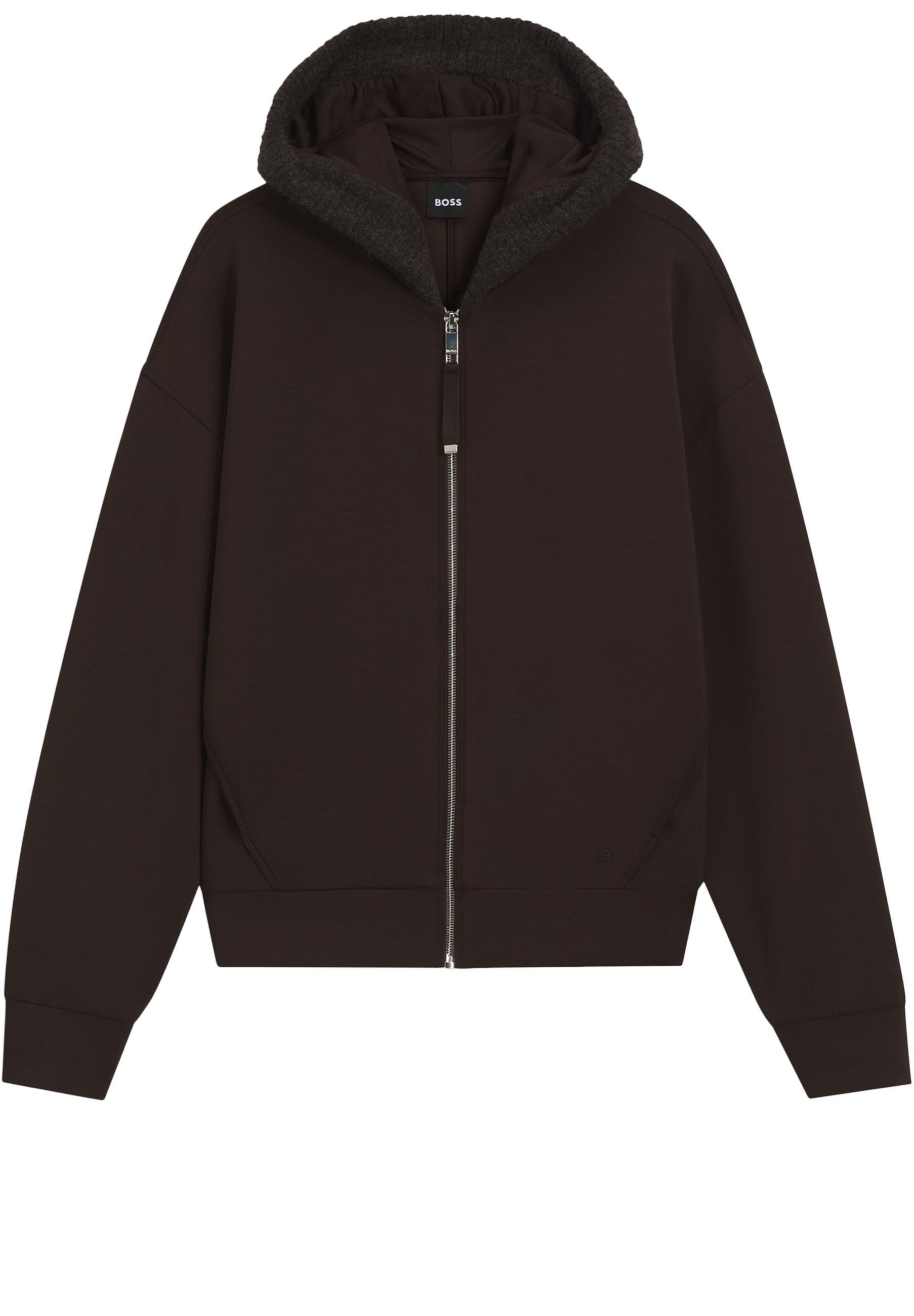 BOSS Sweatjacke Egani mit kuschligem Kapuzenbesatz (1-tlg)