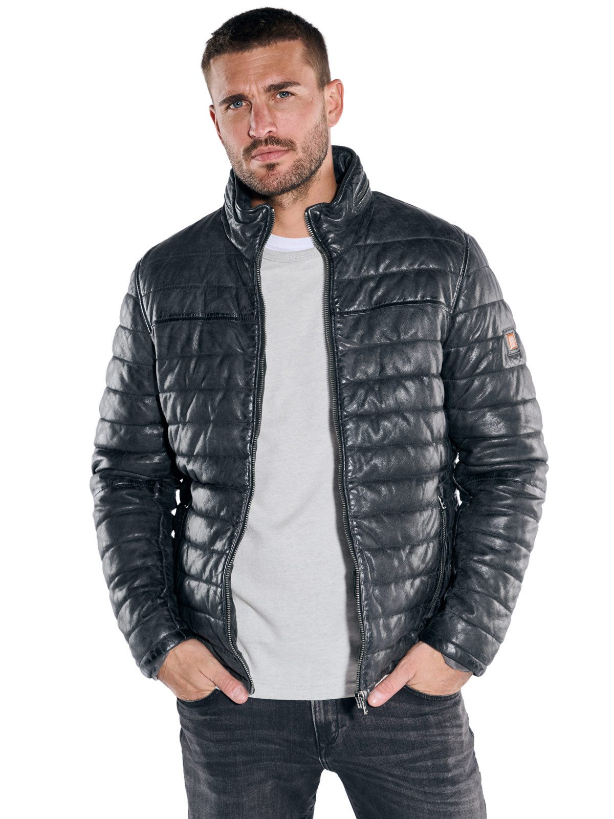 emilio adani Lederjacke emilio adani Herren Lederjacke, Schwarz