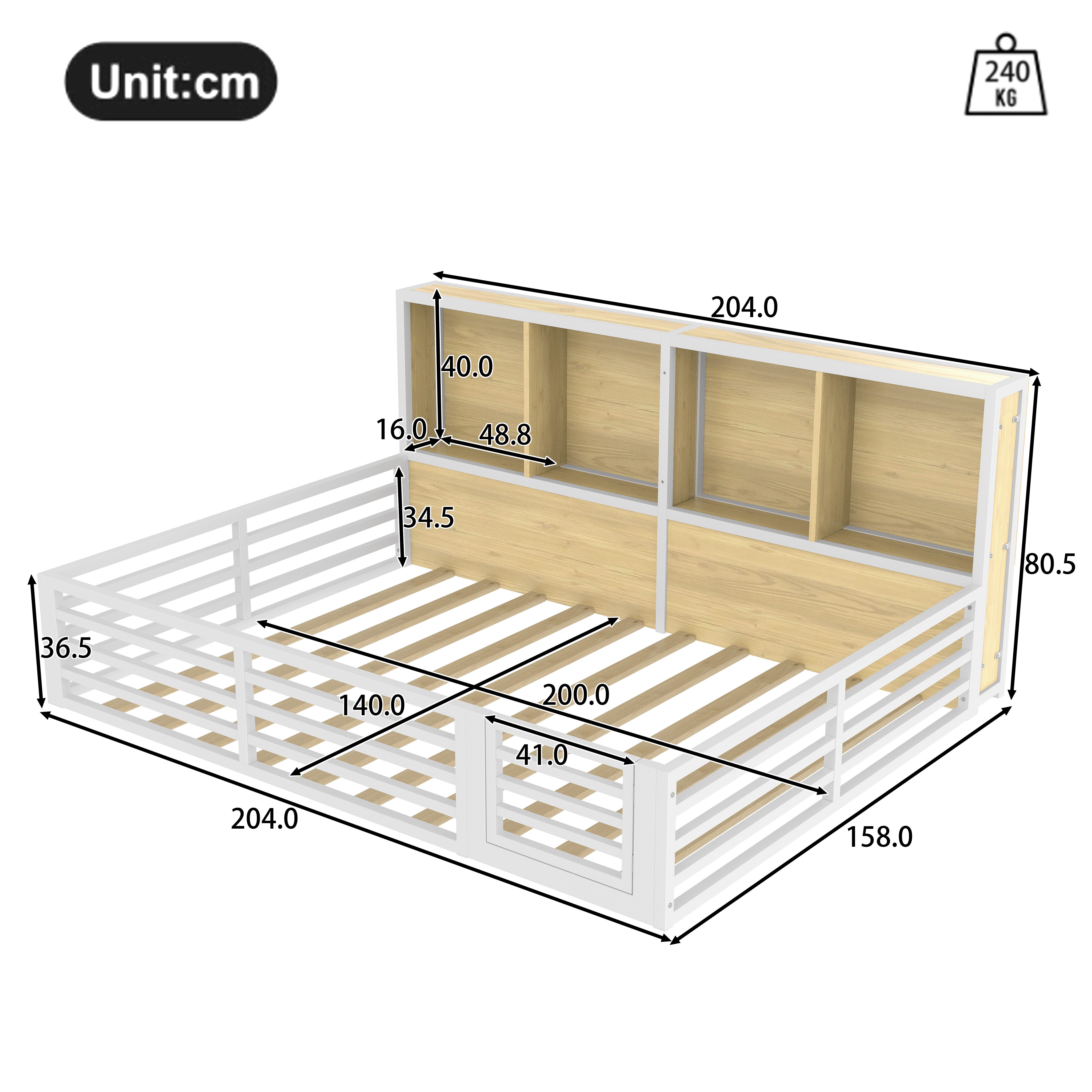 TavilaEcon Kinderbett Zaunbett 140x200 cm mit LED-Beleuchtung & Stauraum, A günstig online kaufen