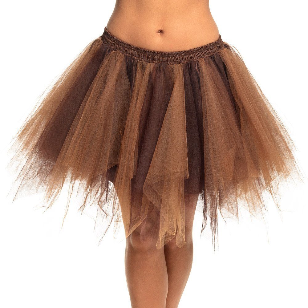 Boland Kostüm Kurzer Tüllrock braun - Rock für Faschingskostüm, Dreilagiger Petticoat für Steampunk oder erdfarbene Feen