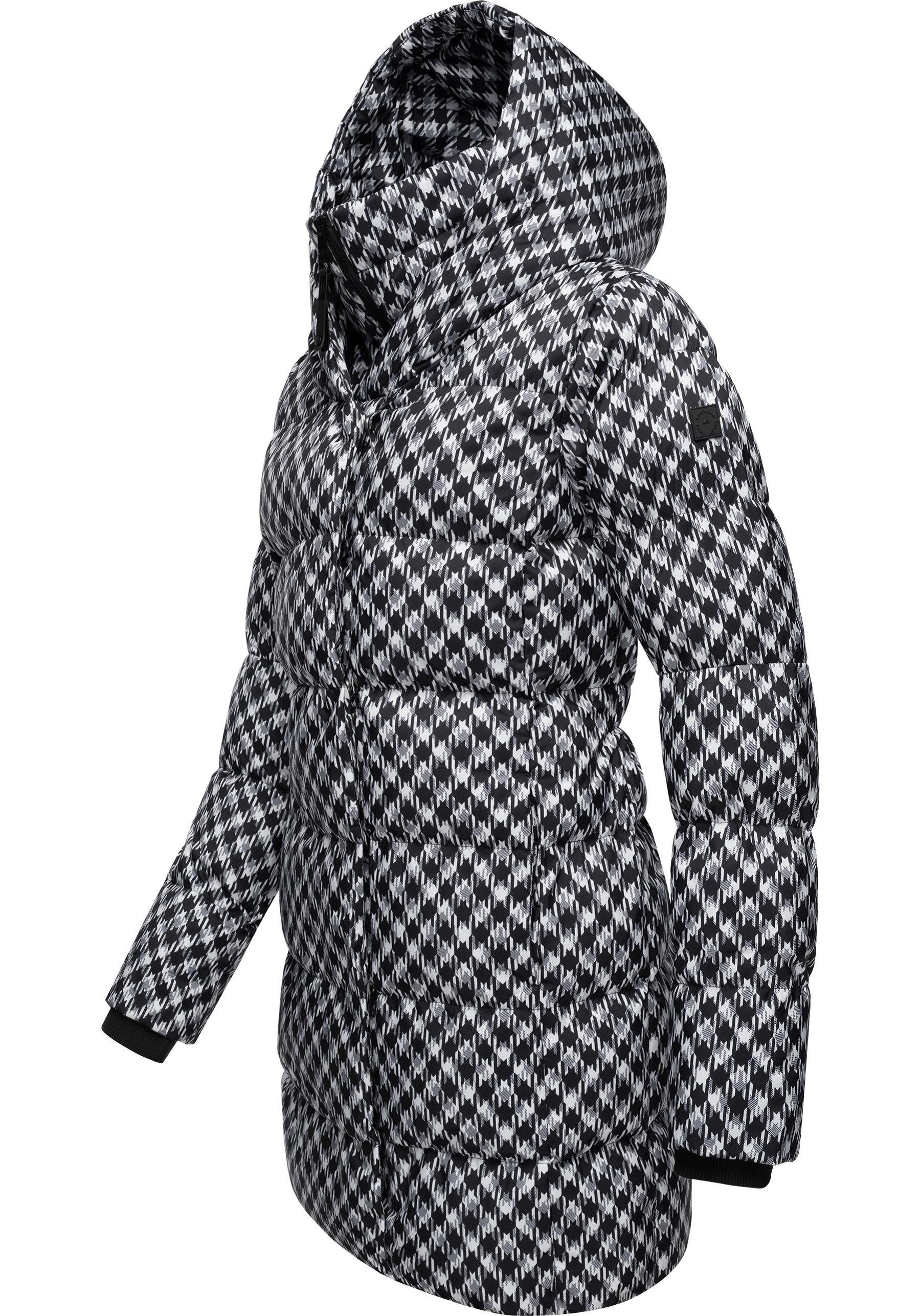 Ragwear Steppmantel Niara Print wasserdichter Mantel mit angesagtem Hahnentritt Muster