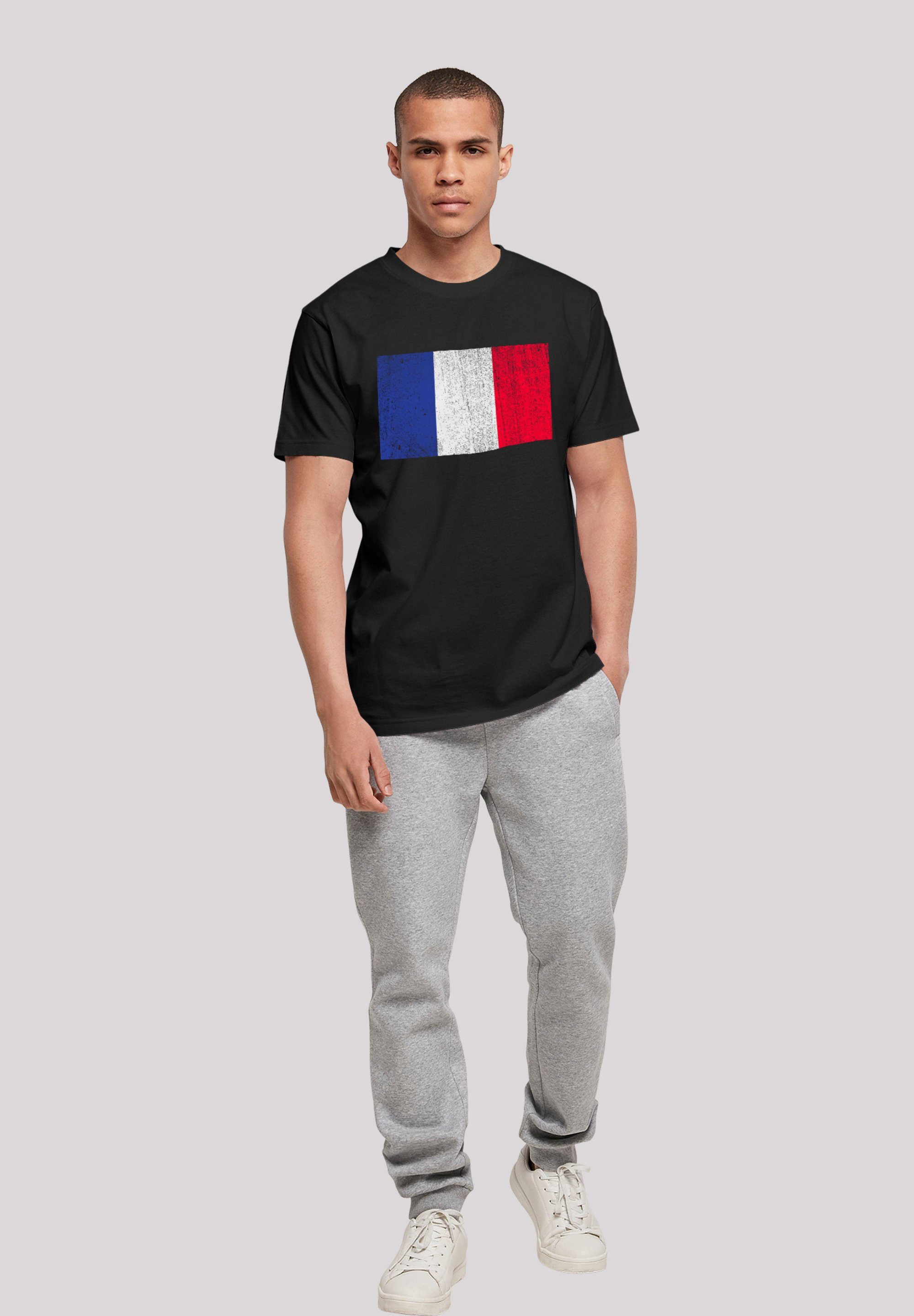 schwarz France Print F4NT4STIC T-Shirt Frankreich Flagge distressed