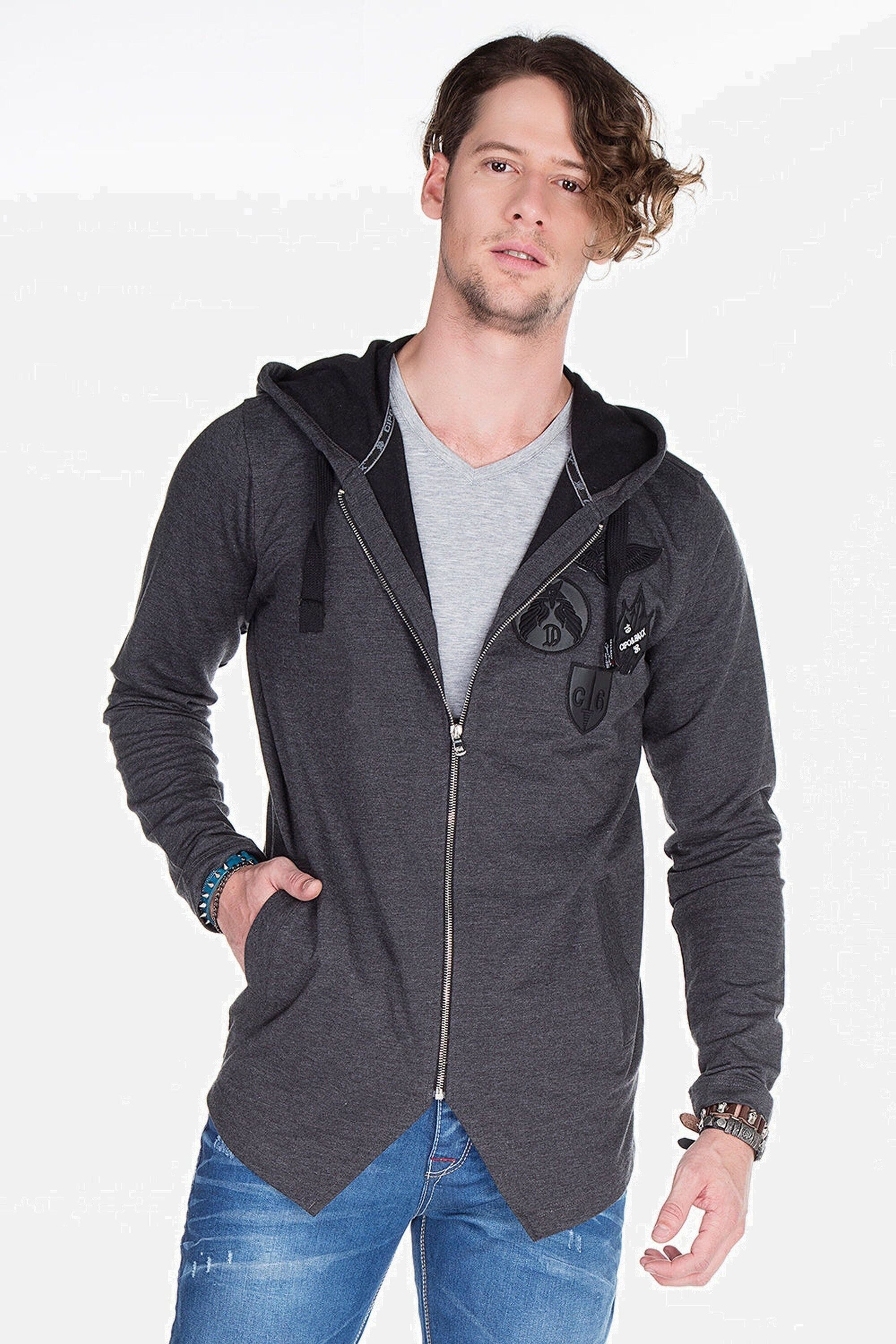 Cipo & Baxx Sweatjacke Sweatjacke (1-tlg) mit ausgefallenem Saum, CL-238 günstig online kaufen