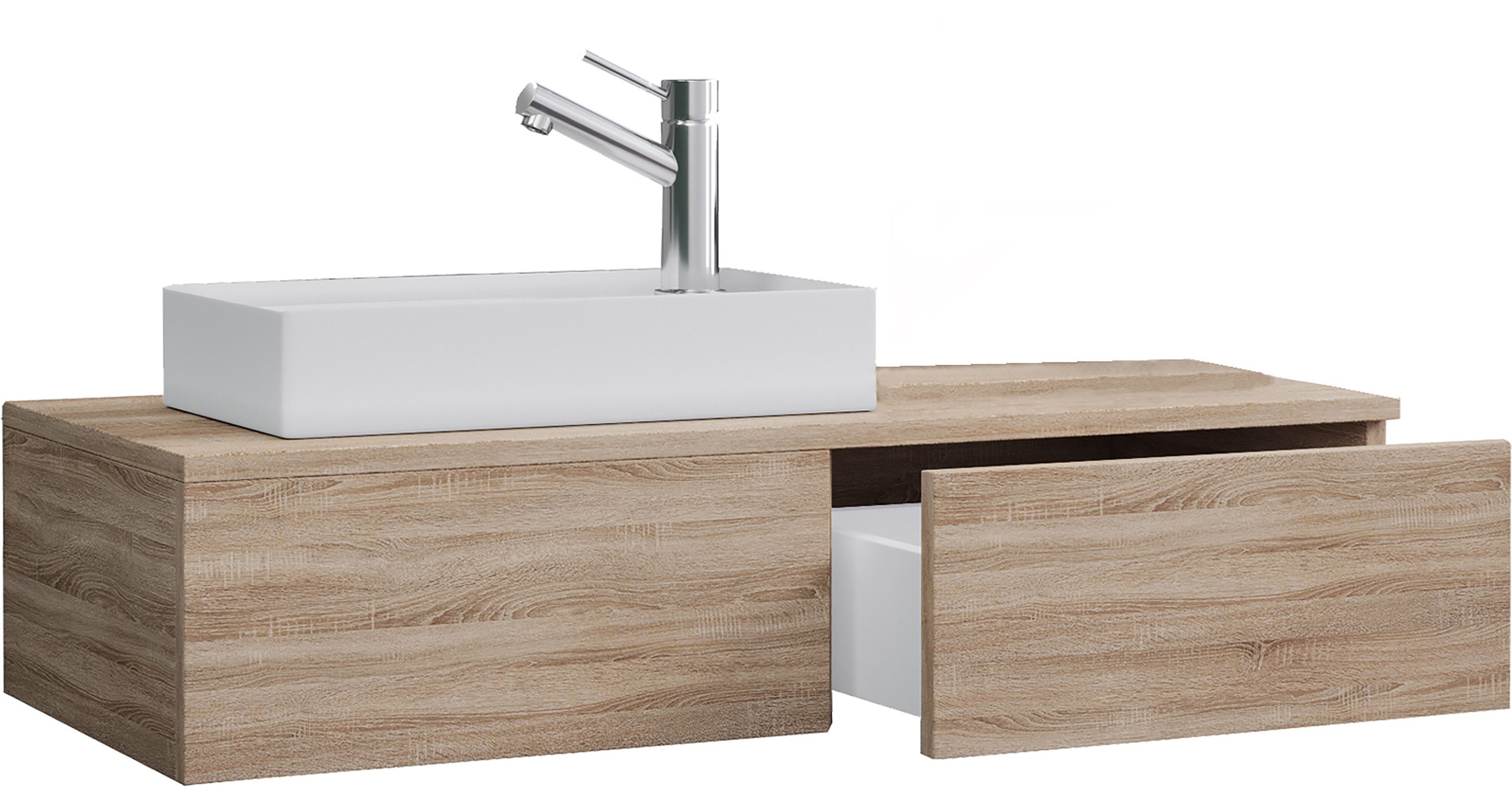 VCM Badmöbel-Set 2 teilig Badmöbel Gäste WC Waschtisch Gudas, (Komplett-Set, 2-St., 1x Unterschrank 1x Waschbecken)