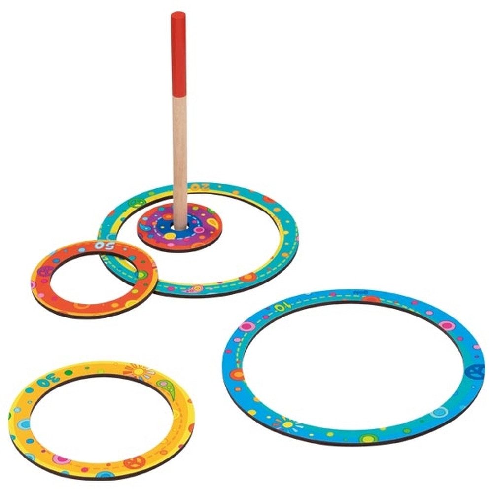 goki Spiel Ringwurfspiel kunterbunter Wurfspaß mit 4 Ringen