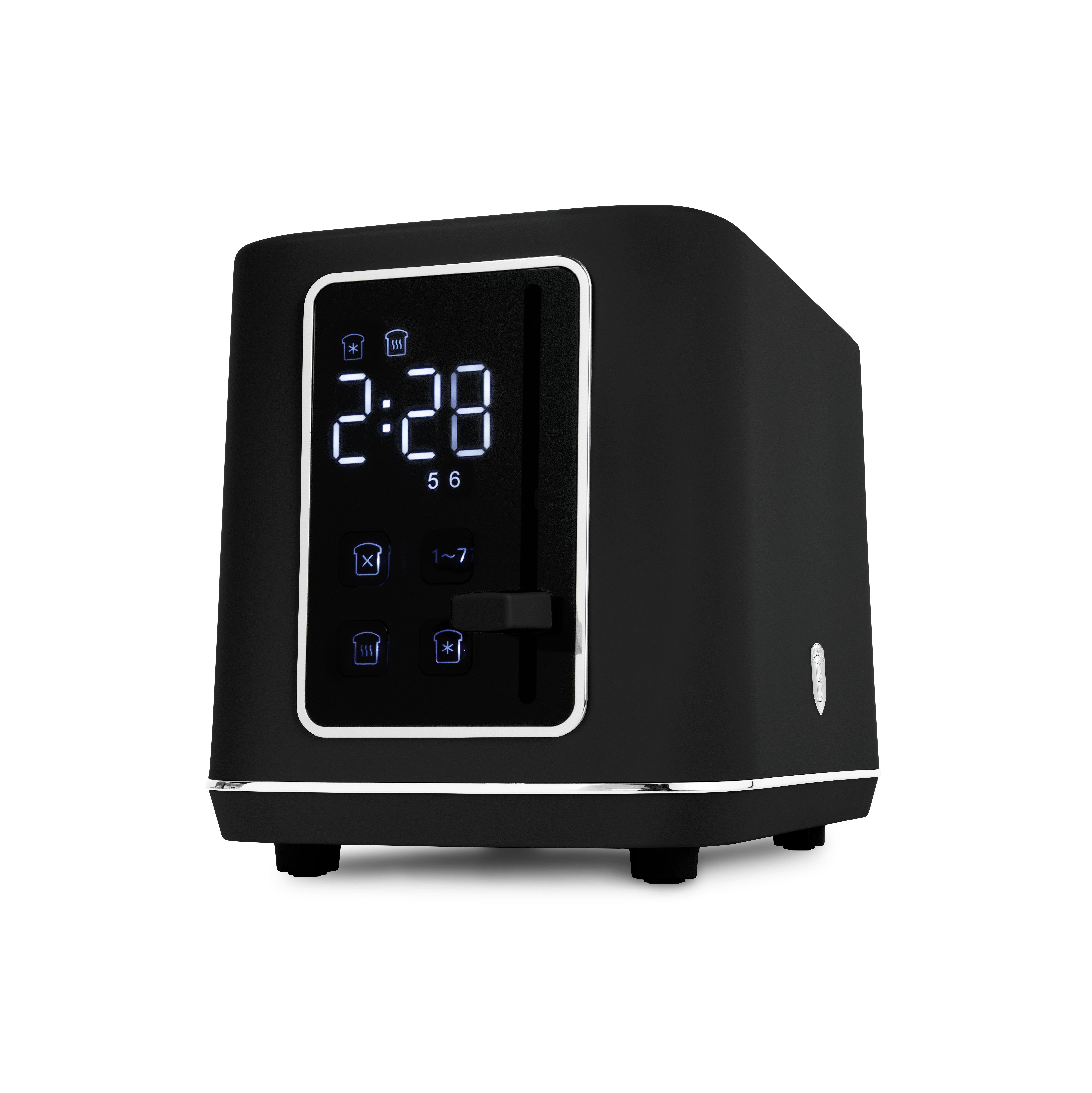 BerlingerHaus Toaster Schwarz-Silber, 2 kurze Schlitze, für 2 Scheiben, 870 W, LED-Display, 7 Bräunungsstufen, Auftau- & Aufwärmfunktion