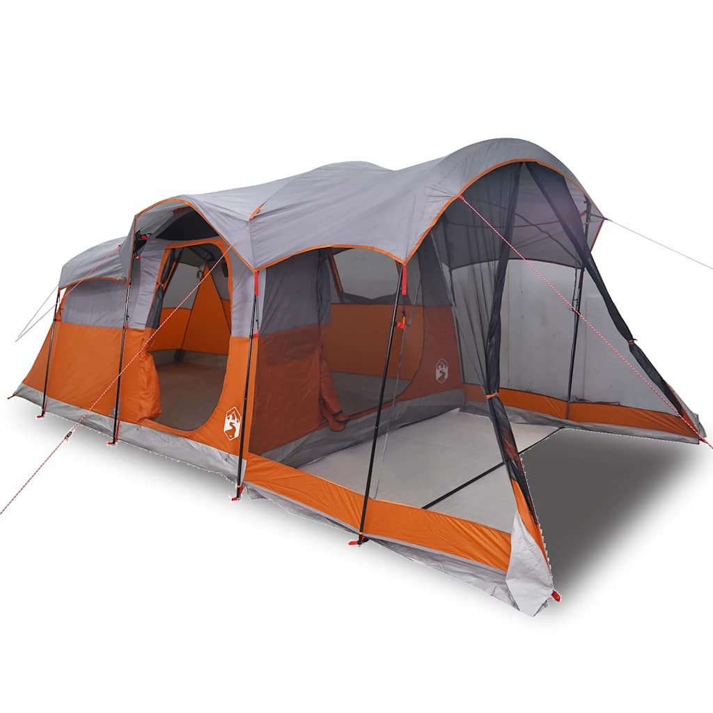 furnicato Faltzelt Familienzelt Tunnel 610x244x198 cm Grau-Orange, (1 tlg), Campingzelt für 8 Personen mit Vorraum und integriertem E-Anschluss