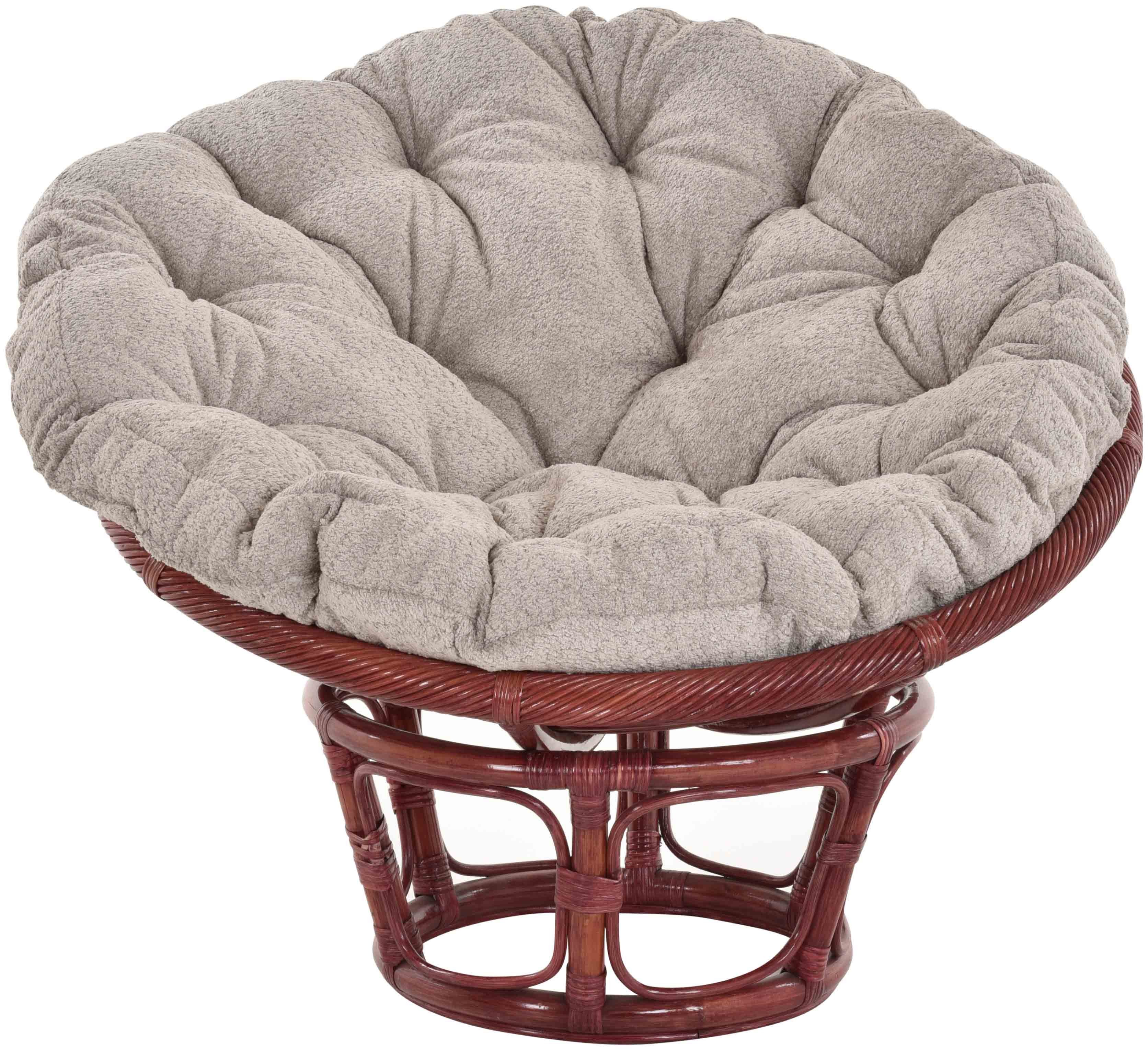 Krines Home XXL-Sessel Rattan Papasansessel XXL mit Kissen Relax Natur Liegesessel (100cm), Papasan, Chair