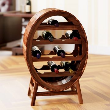Casaria Weinregal Weinfass, für 12 Flaschen Akazie Holz Massiv Fass Stehend 90x50x30cm Rustikal