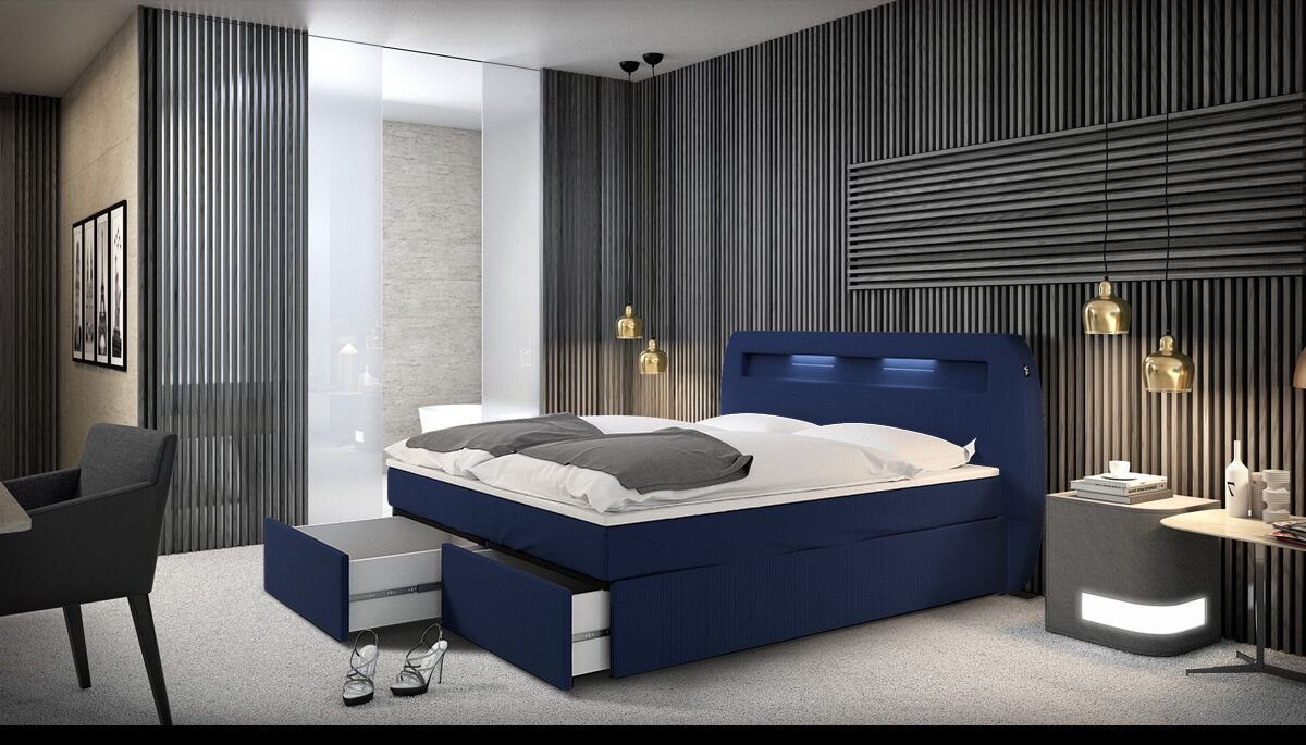 Boxspringbett MALLIRA, in blau