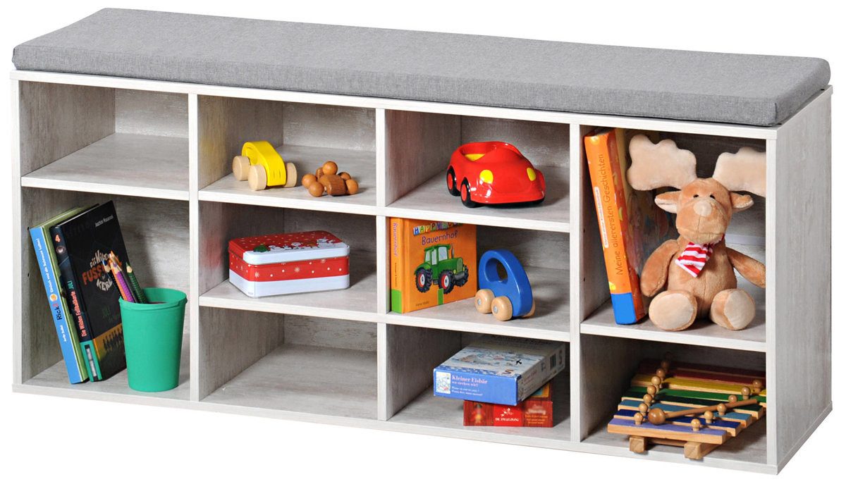 Kesper Schuhregal Schuhregal mit Sitzbank, gebleichtes Holz, KESPER