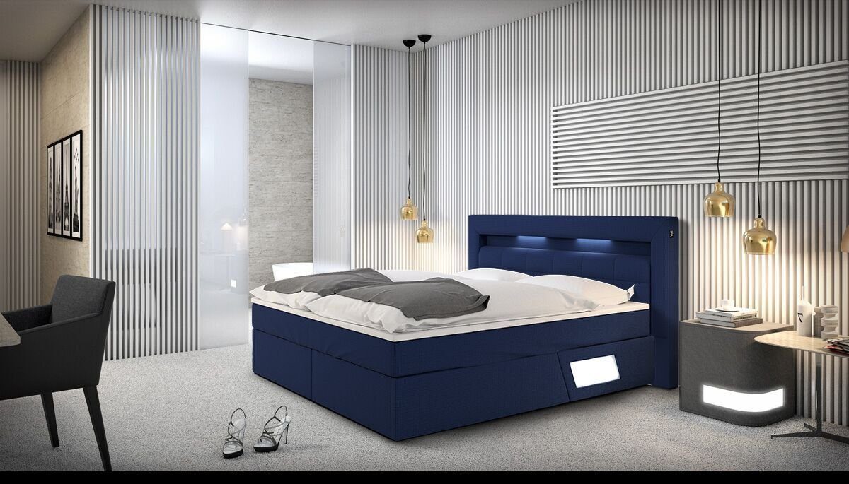Boxspringbett LUXANE, in blau