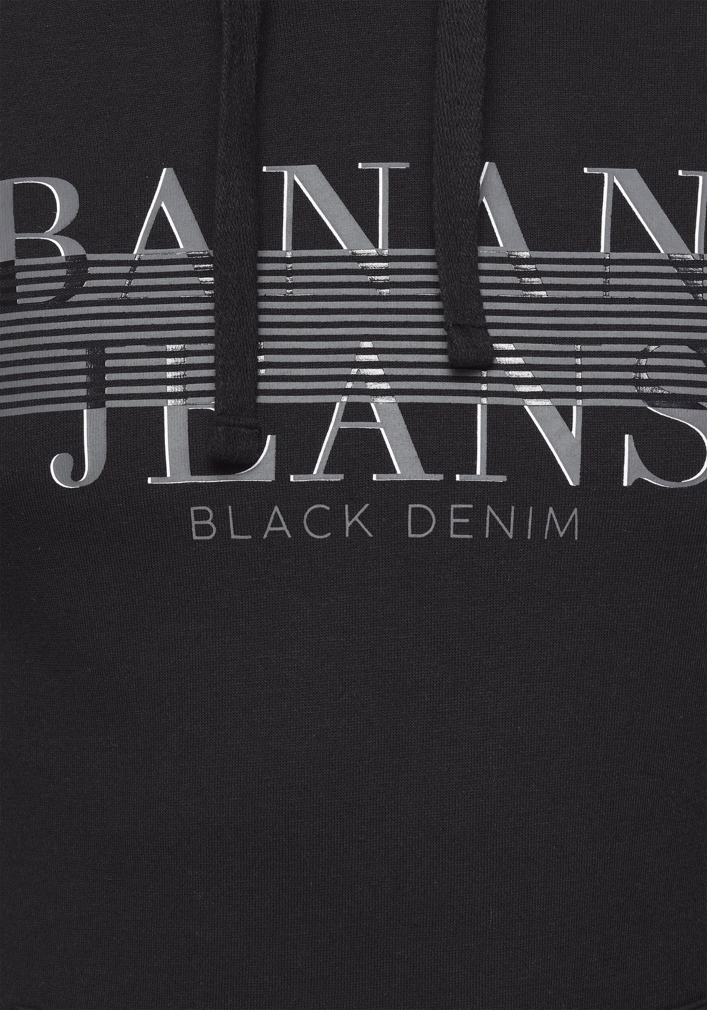 Bruno Banani Kapuzensweatshirt schmale Passform, bedrucktes Design, aus Baumwollmischung