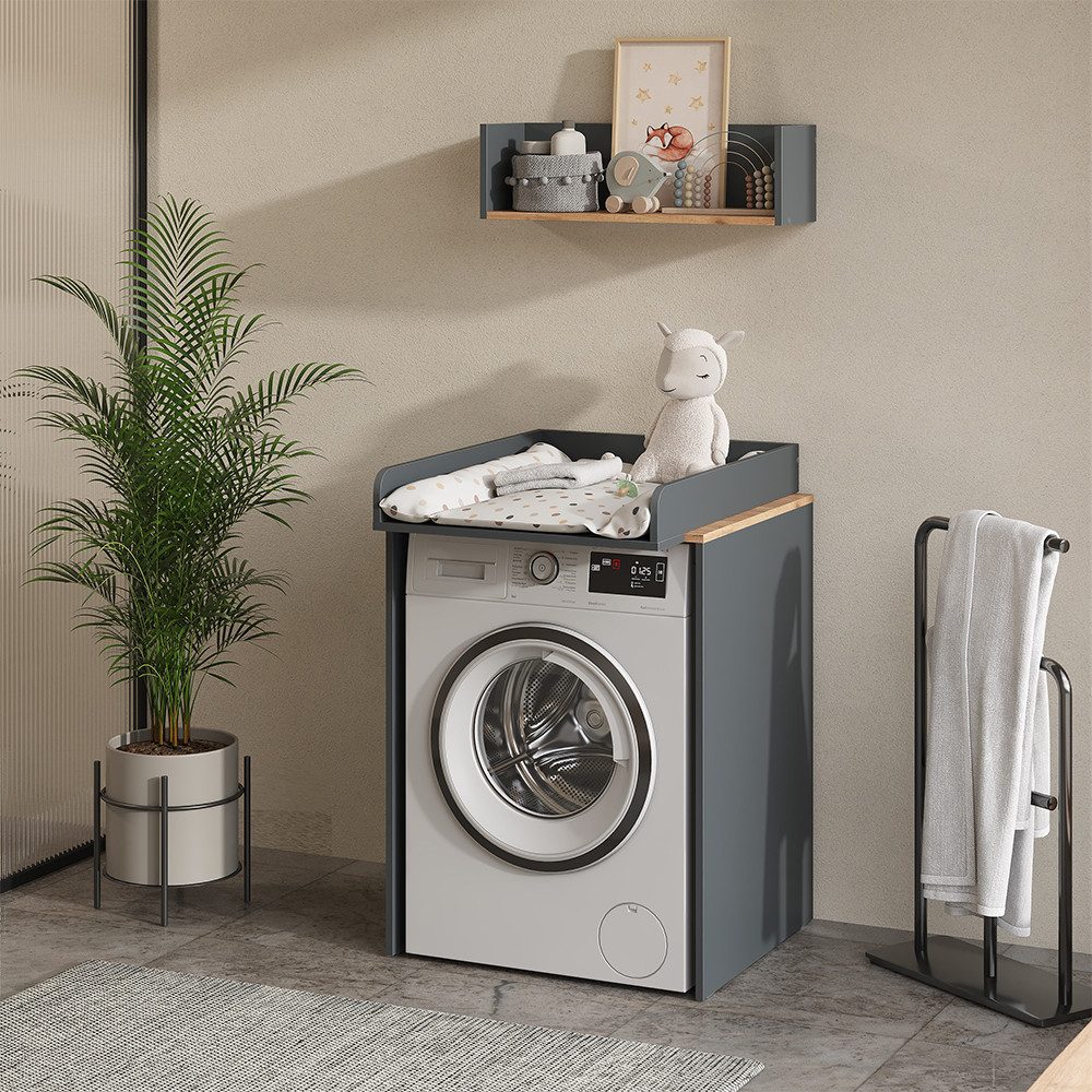 Vicco Waschmaschinenumbauschrank Viktor, Anthrazit/Goldkraft Eiche, 68 x 88 günstig online kaufen