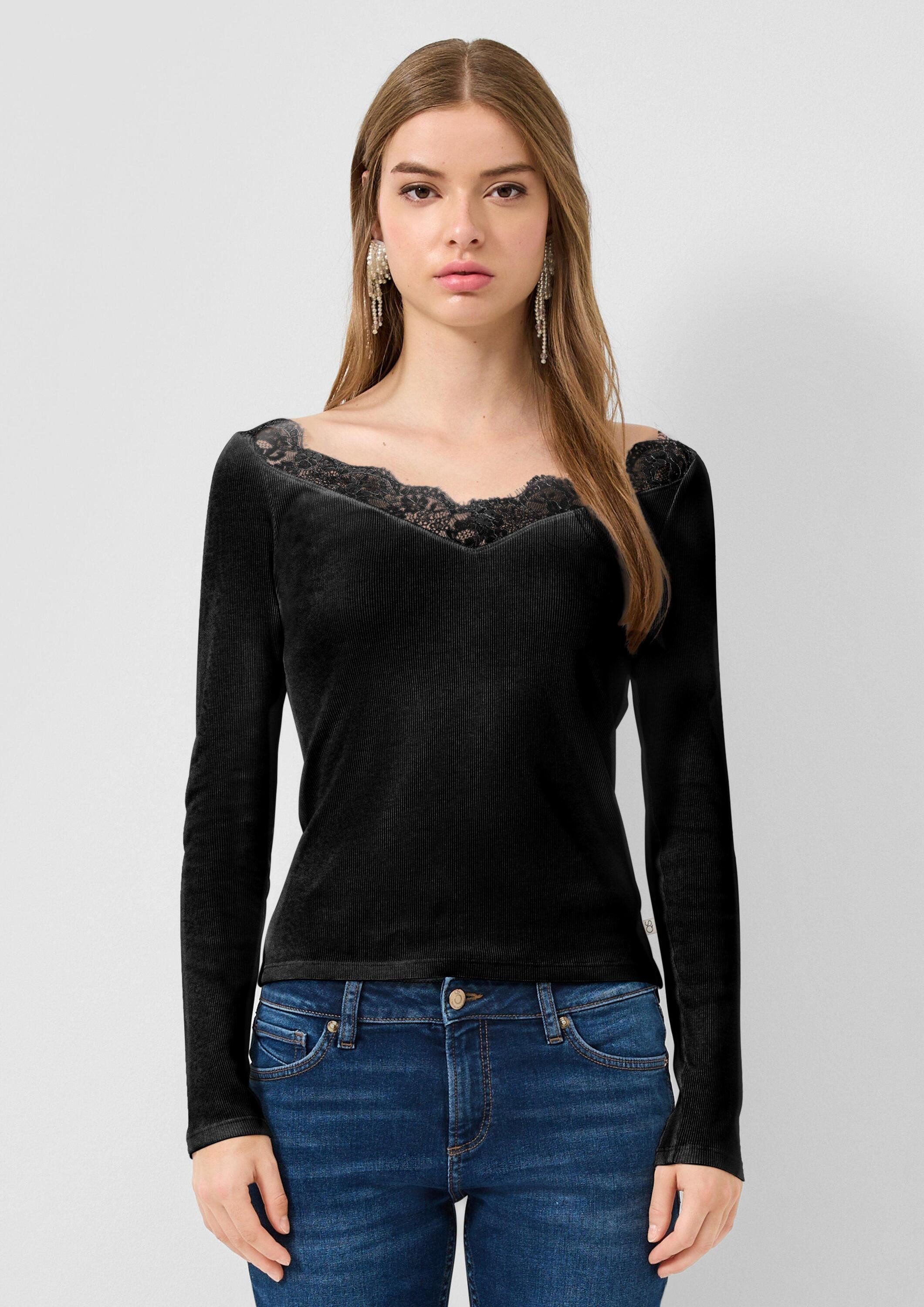 QS Langarmshirt T-Shirt Rippshirt günstig online kaufen